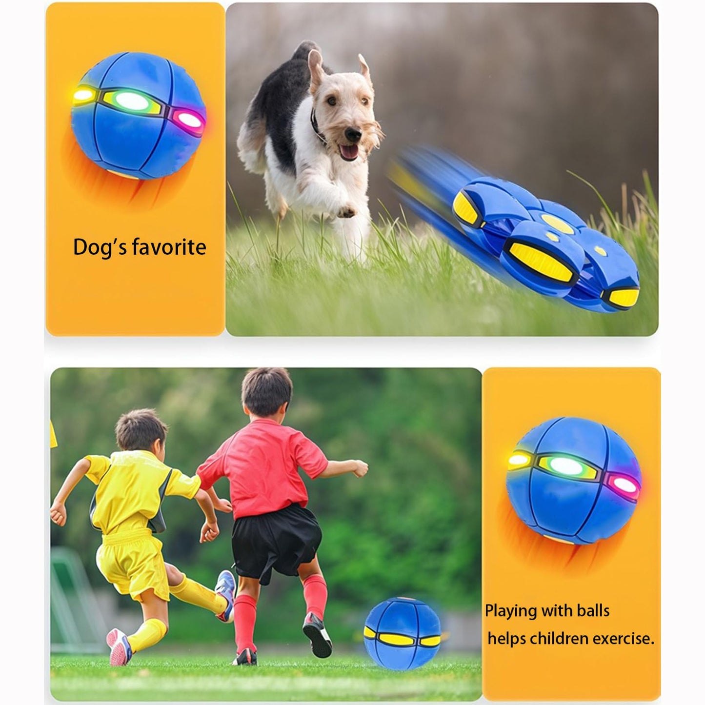 Magic Ball, Flying Saucer Bouncy Ball - Two Modes to Switch Freely, 6 LED Lights, Parent-Child Interaction, Indoor and Outdoor Holiday Games (Green + Blue + Purple + Red + Pink + Cyan)