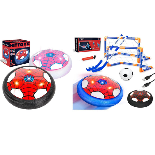 HitToys Hover Soccer Ball Toy for Kids, 2 Pack LED Light-Up Indoor Soccer Balls, 3-in-1 Hover Soccer Hockey Set, Air Floating Football with Rechargeable Battery, Gifts for Boys Girls Ages 3+