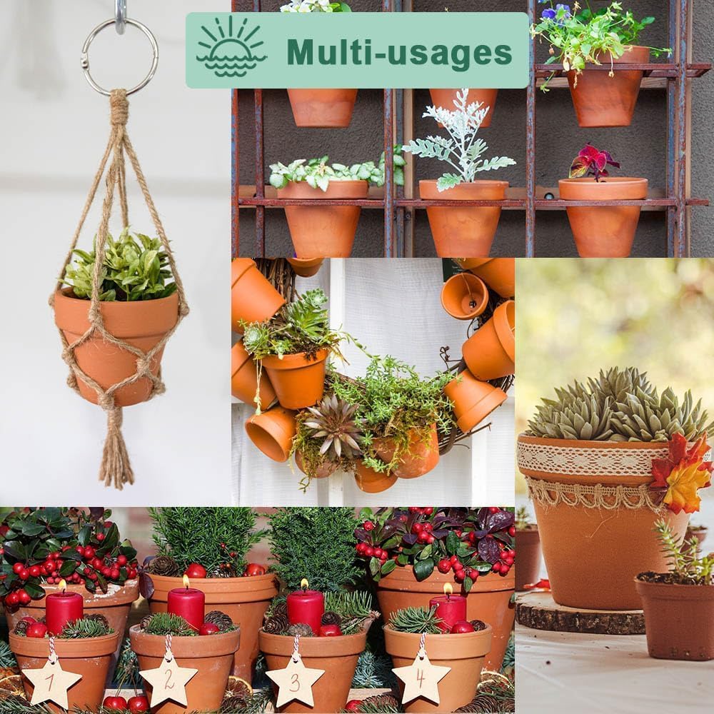 vensovo 6 Inch Terracotta & Clay Pots for Plant with Saucer - 4 Pack Medium Terra Cotta Planter with Drainage Hole, Flowerpot for Indoor Outdoor Plants, Crafts, Wedding Favor