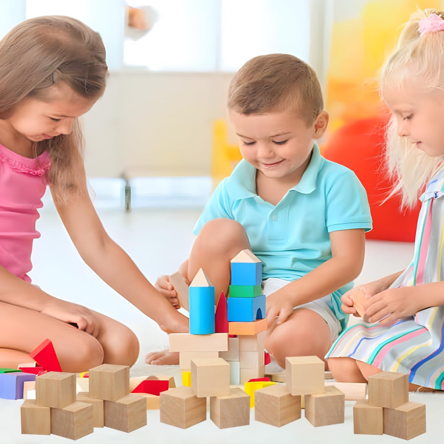 Geytetqi 84 PCS Premium 2 Inch Wooden Cubes, Natural Pine Wood Cubes for Crafts, Wood Blocks Ready for Artistic DIY Projects-Unleash Creativity with Blank Wood Blocks