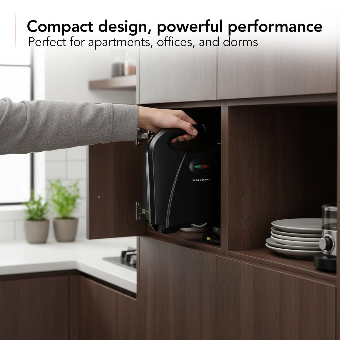 OVENTE Electric Panini Press Grill with Nonstick Plates, LED Indicator Lights, Thermostat Control, Compact Sandwich Maker Perfect for Cooking Breakfast, Steaks, Eggs Snacks & More, Copper GP0110CO