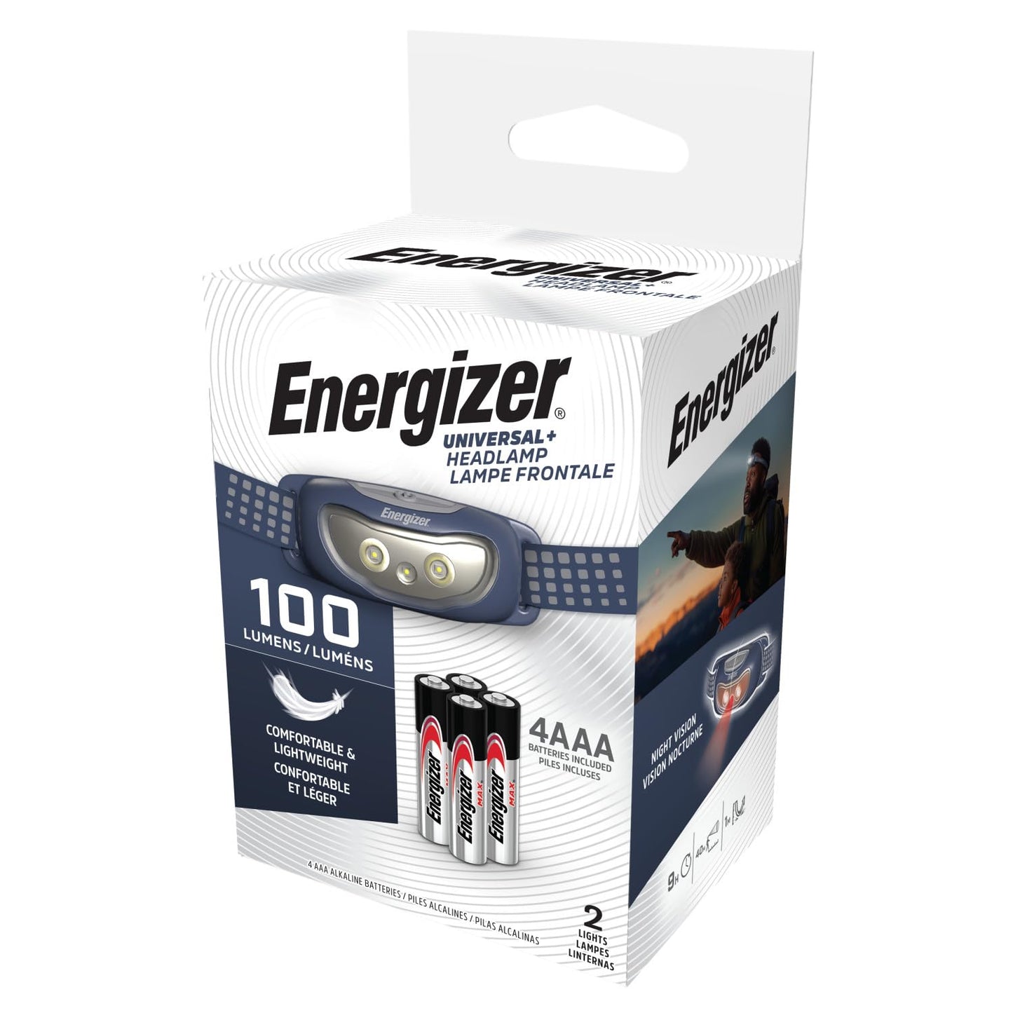 Energizer Universal+ LED Headlamp (2-Pack), IPX4 Water Resistant Headlamps, Bright Head Light for Outdoors, Camping, Running, Storm, Survival LED Light for Emergencies (Batteries Included)