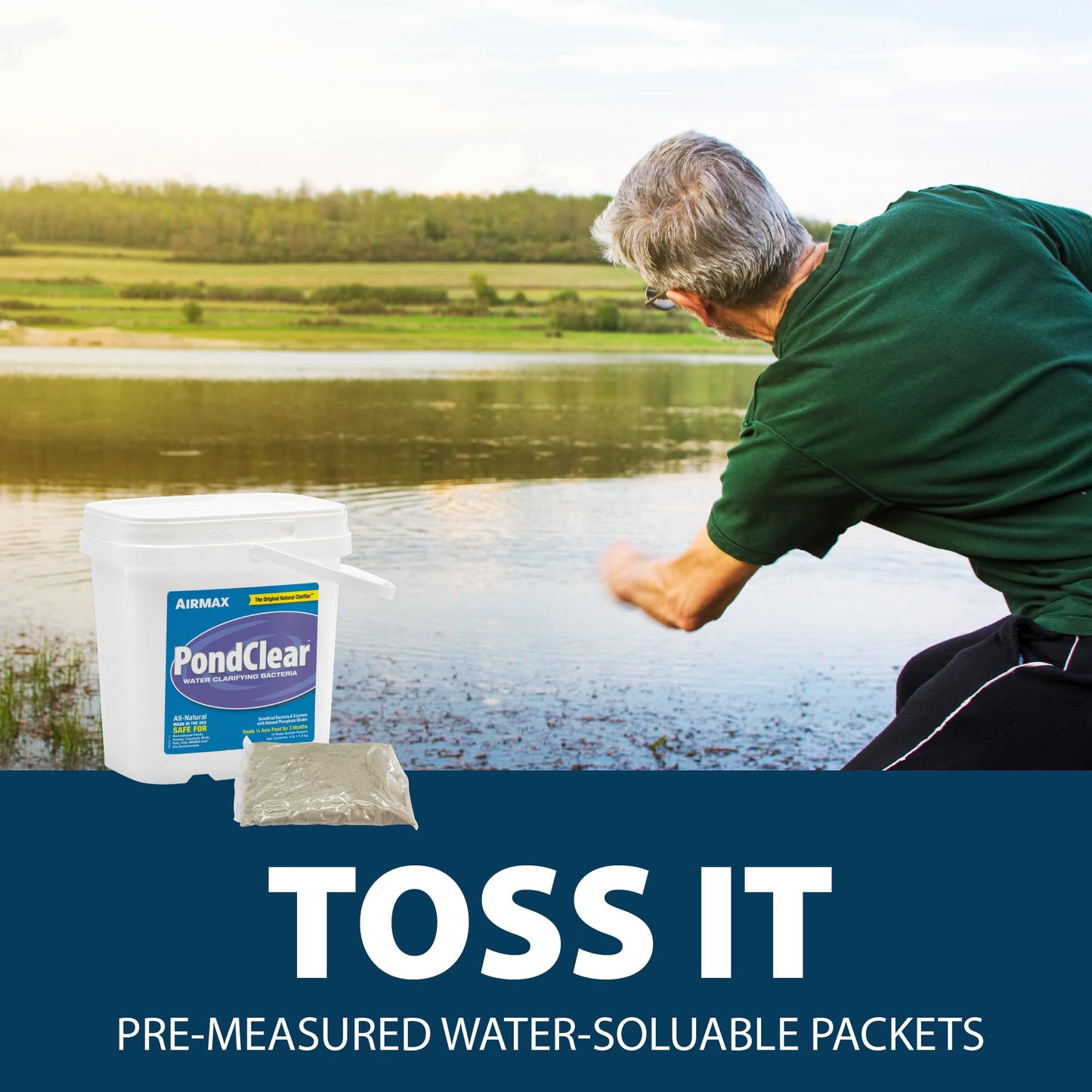 Airmax ClearPAC Plus Complete Pond Maintenance Kit, Natural Water Treatment, Live Microbe Sludge & Muck Reducer, Phosphate Control, Pond Dye - 1/4 Acre