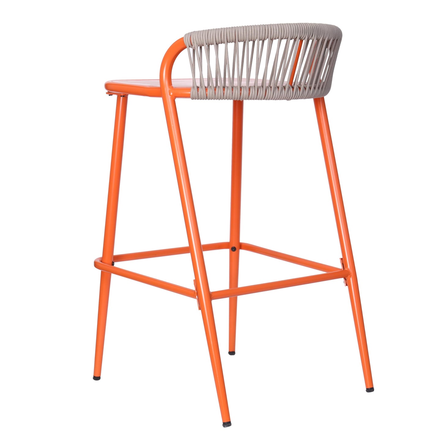 Christopher Knight Home Hearth 29.5" H Patio Barstools Set of 2, Aluminum Frame Barstool, Woven Rpoe Island Counter Stool, Scallop-Shaped Backrest Bistro Chairs for Balcony Backyard Garden, Orange