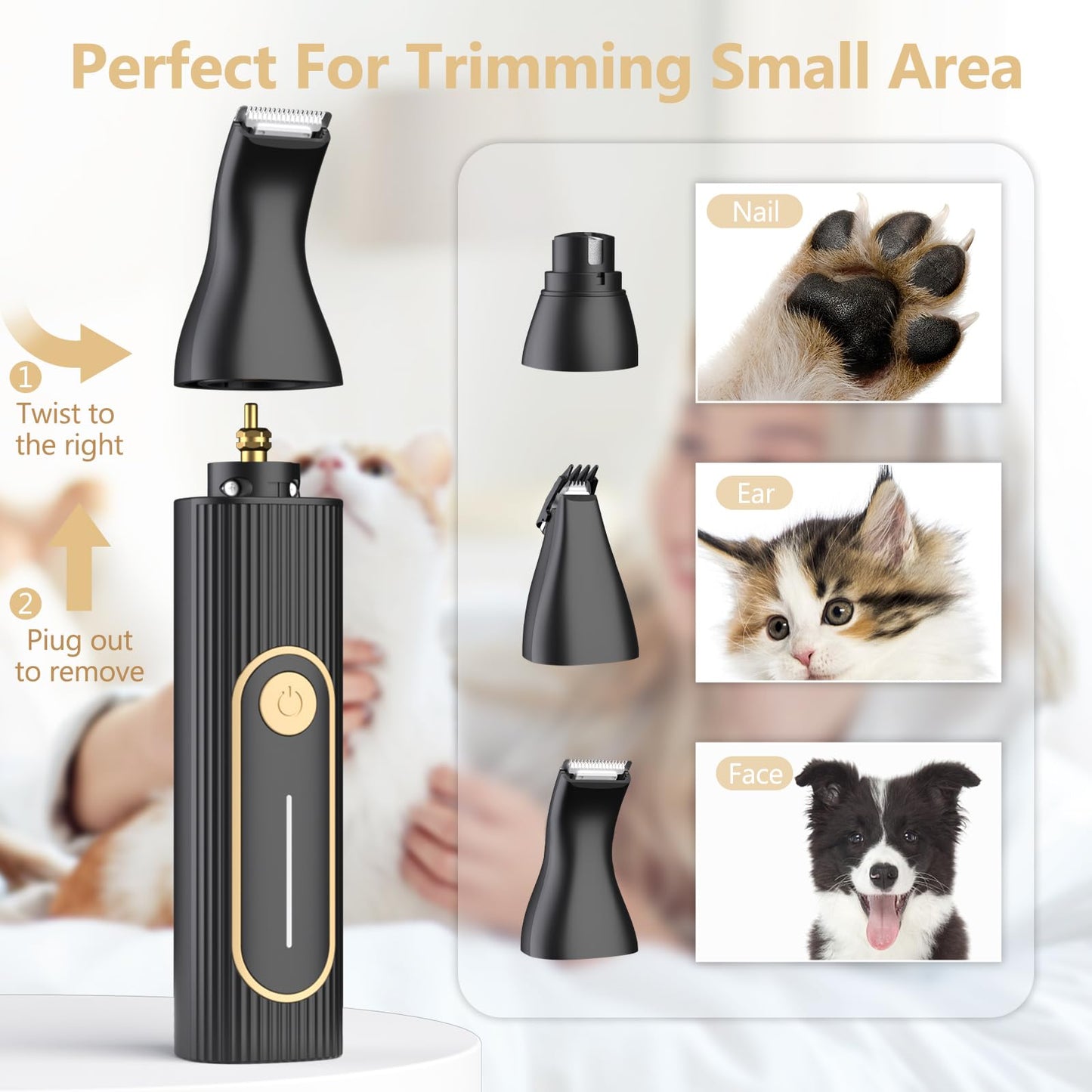Gooad Dog Clippers for Grooming for Heavy Thick Hair&Coats,Low Noise Hair Trimmer,Rechargeable Cordless Pet Shaver, Dog Grooming Kit with Paw Trimmer Nail Grinder for Small Large Dogs