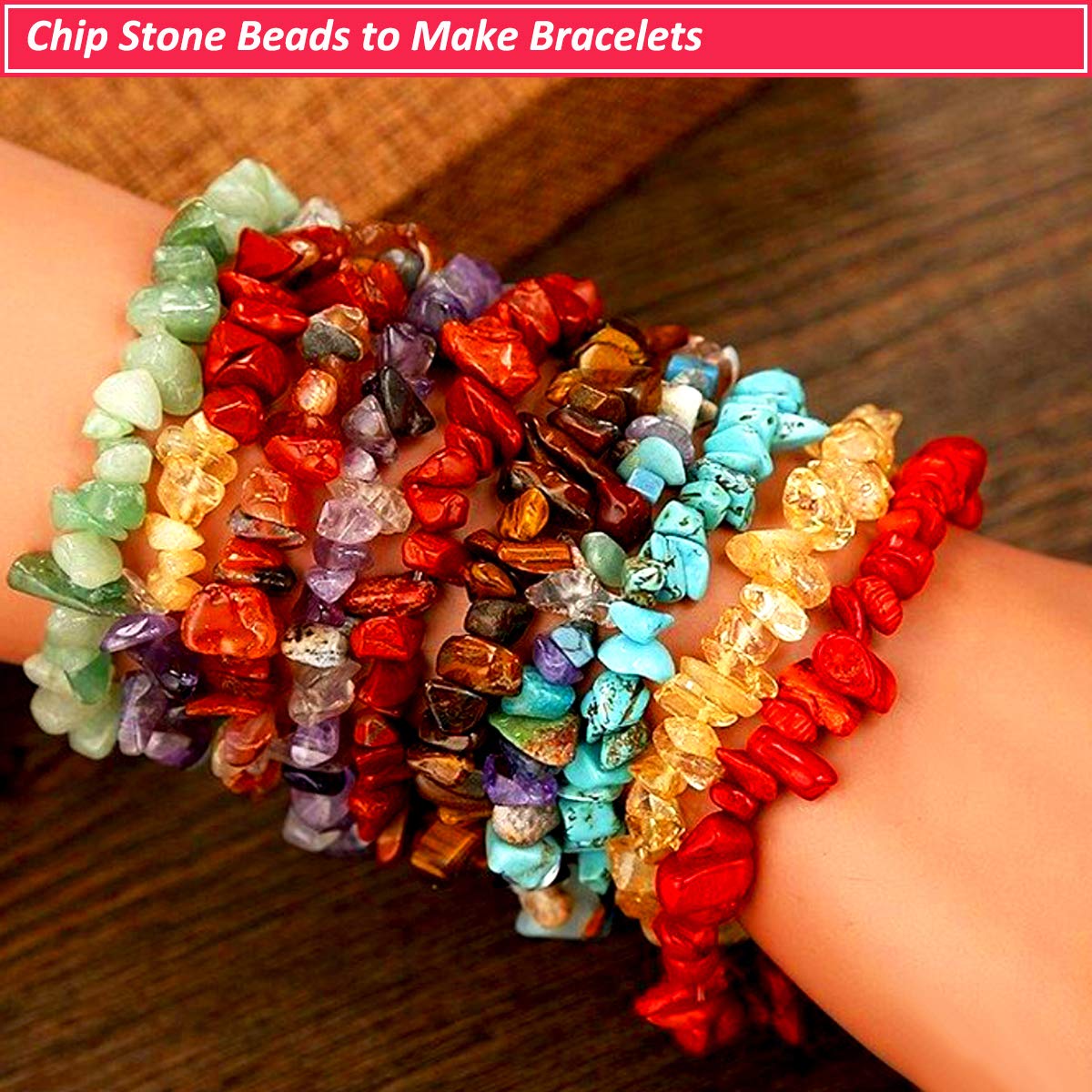 Beads for Jewelry Making, 900PCS Natural Crystal Gemstone Chip Loose Beads Irregular Rock Bulk Beads with Plastic Box for Bracelet Jewelry Making DIY Supplies (15 Colors - 900PCS)
