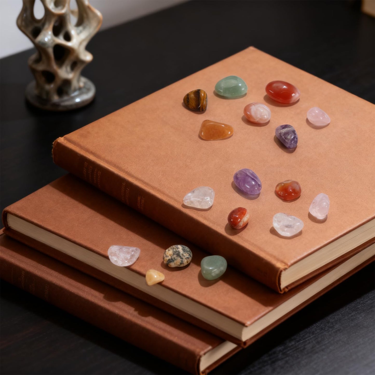 80PCS Natural Bulk Assorted 0.5''-0.6'' (0.6 lb) Tumbled Polished Stones Healing Crystal Set Real Raw Stones for Home Decoration Reiki Gifts Energy Therapy