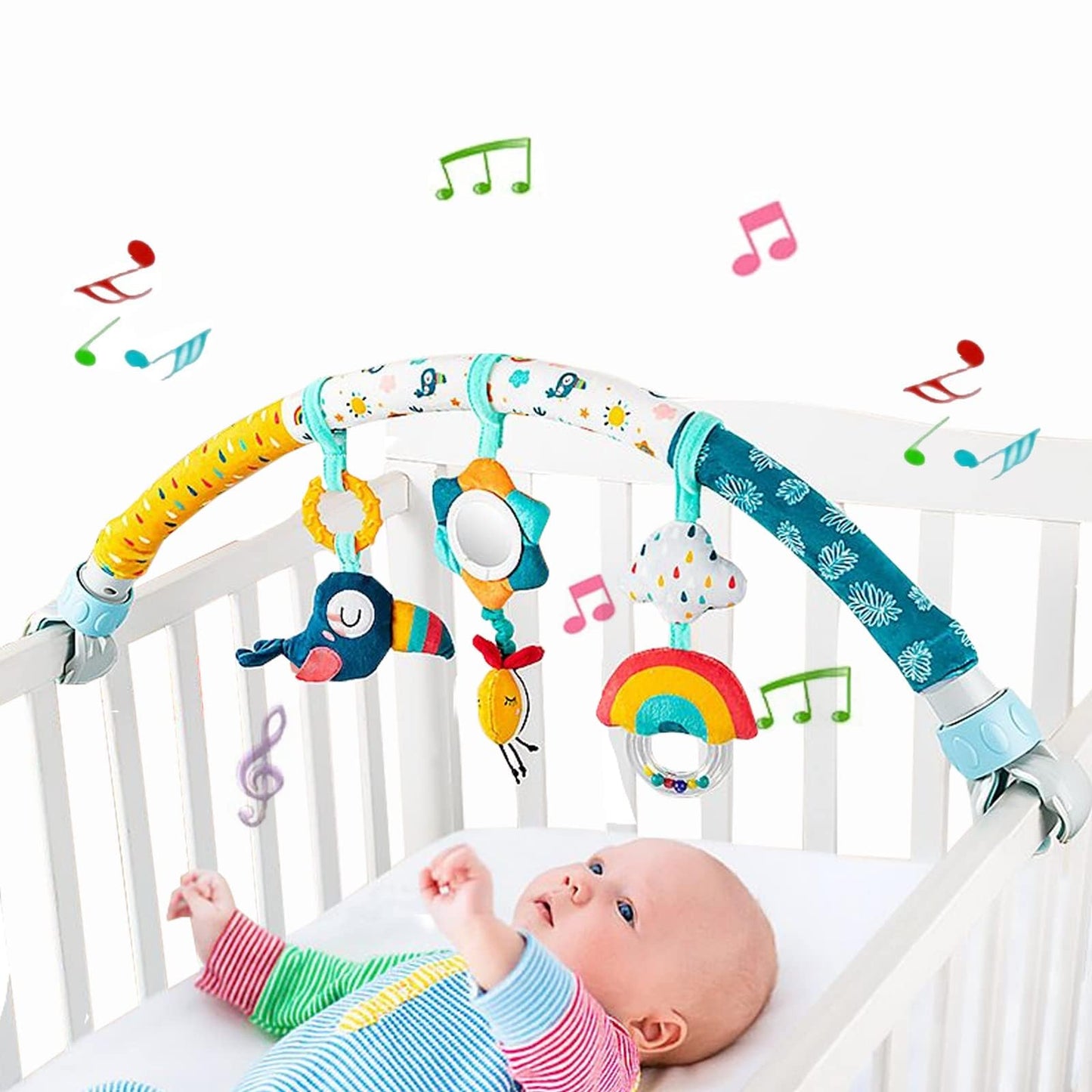 Pau1Hami1ton Baby Stroller Arch Toys, Car Seat Toys,Bouncer Toy Bar/Mobile for Bassinet,Adjustable Baby Hanging Toys Fit for Crib Bed,Stroller,Car Seat.S-19(Bee)