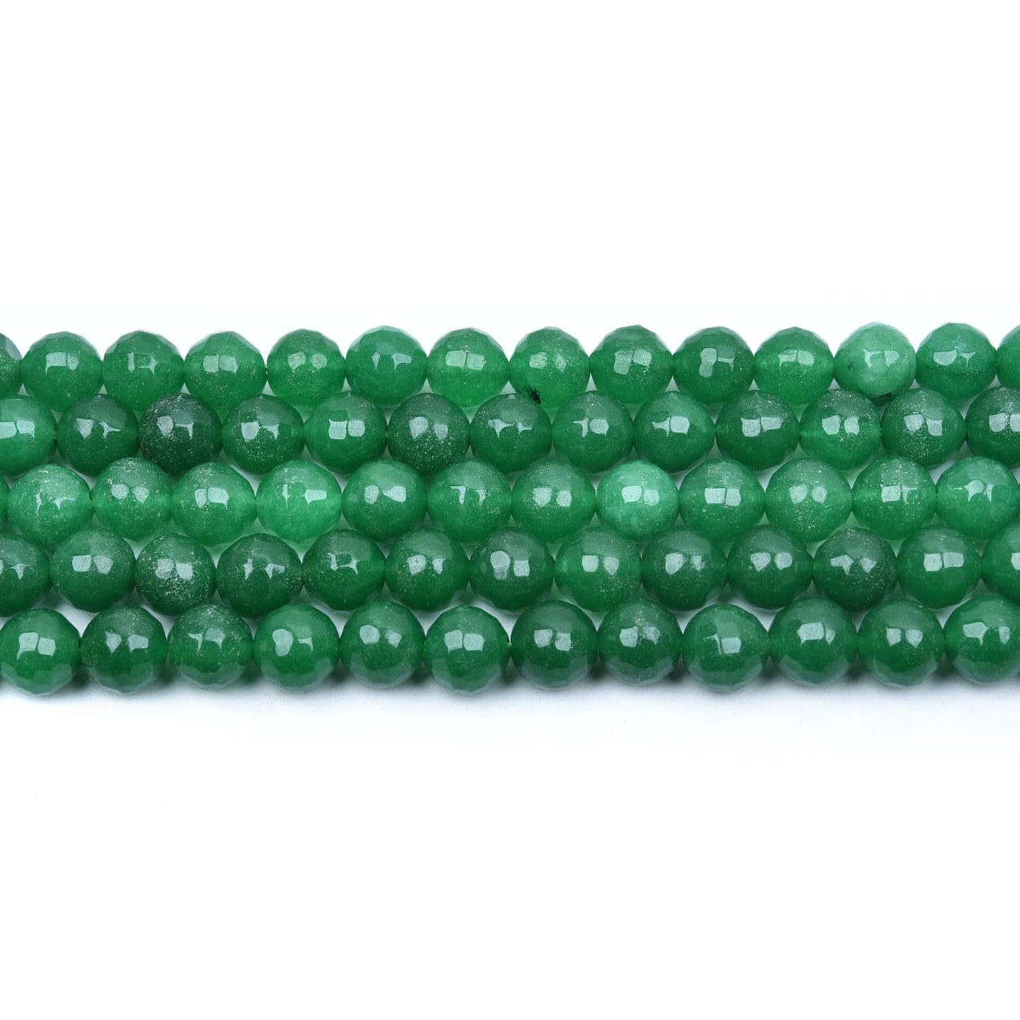 HAAMIIQII 8mm Dark Green Jade Faceted Round Stone Spacer Beads, Loose Gemstone Beads for Jewelry Making, DIY Bracelet, Necklace, Healing Crystal 14 Inch (45pcs)