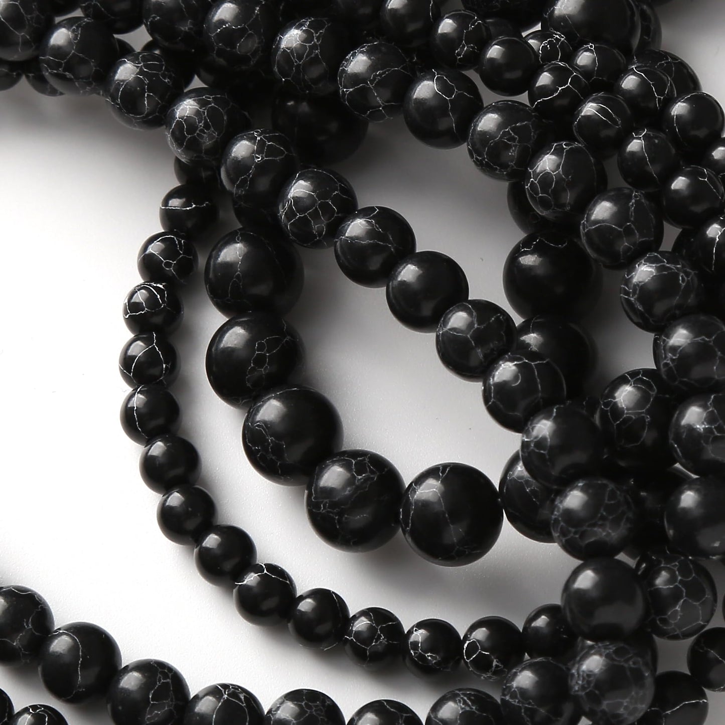 Black Turquoise Stone Beads for Jewelry Making Gemstone Round Crystal Bracelet Necklace 1 Strand 15.5inch 35PCS 10MM