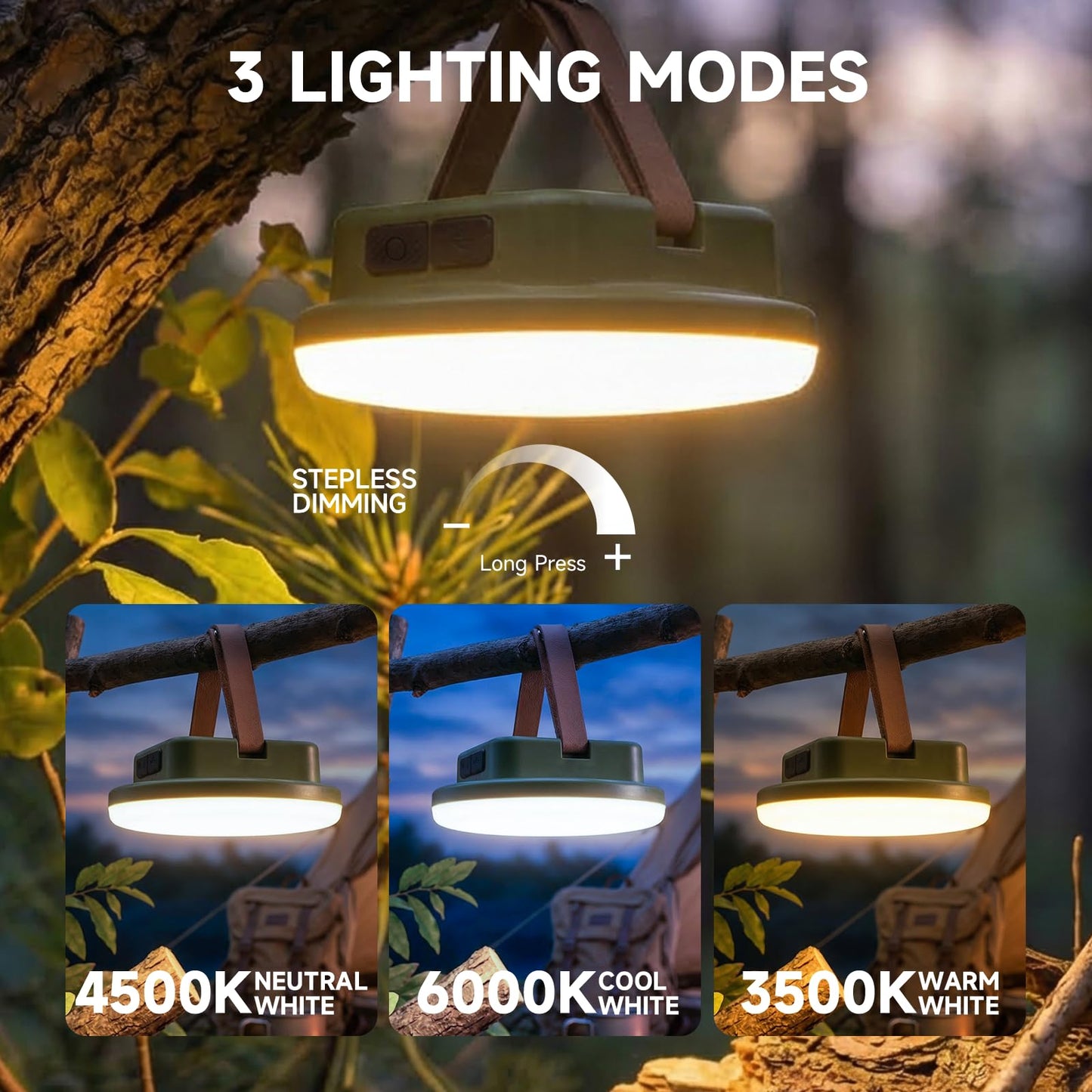 Solar Camping Lantern Rechargeable with Remote, 2400LM LED Tent Light 15000mAh Up to 120HRS Lasting, Outdoor Waterproof Solar Lanterns for Power Outages, Emergency, Camping, Hiking, Green