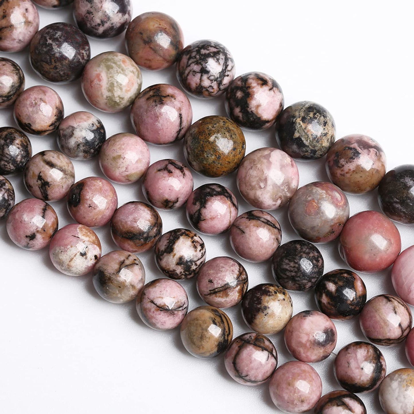 6MM 60PCS Natural Stone Black Stripe Rhodochrosite Gemstone Beads for Jewelry Making DIY Bracelet Necklace Semi Precious Crystal Beads