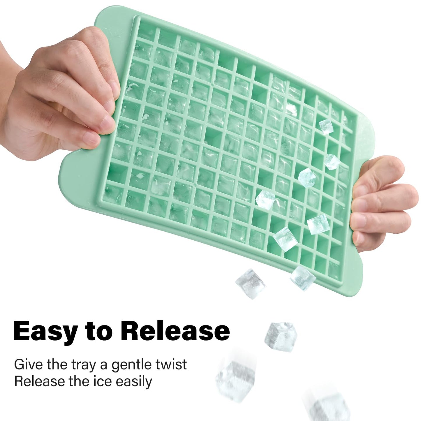 Mini Ice Cube Tray for Freezer: FDDBI Small Ice Trays for Freezer with Bin - 117×4PCS Easy Release Nugget Ice Tray - Crushed Ice Tray with Container