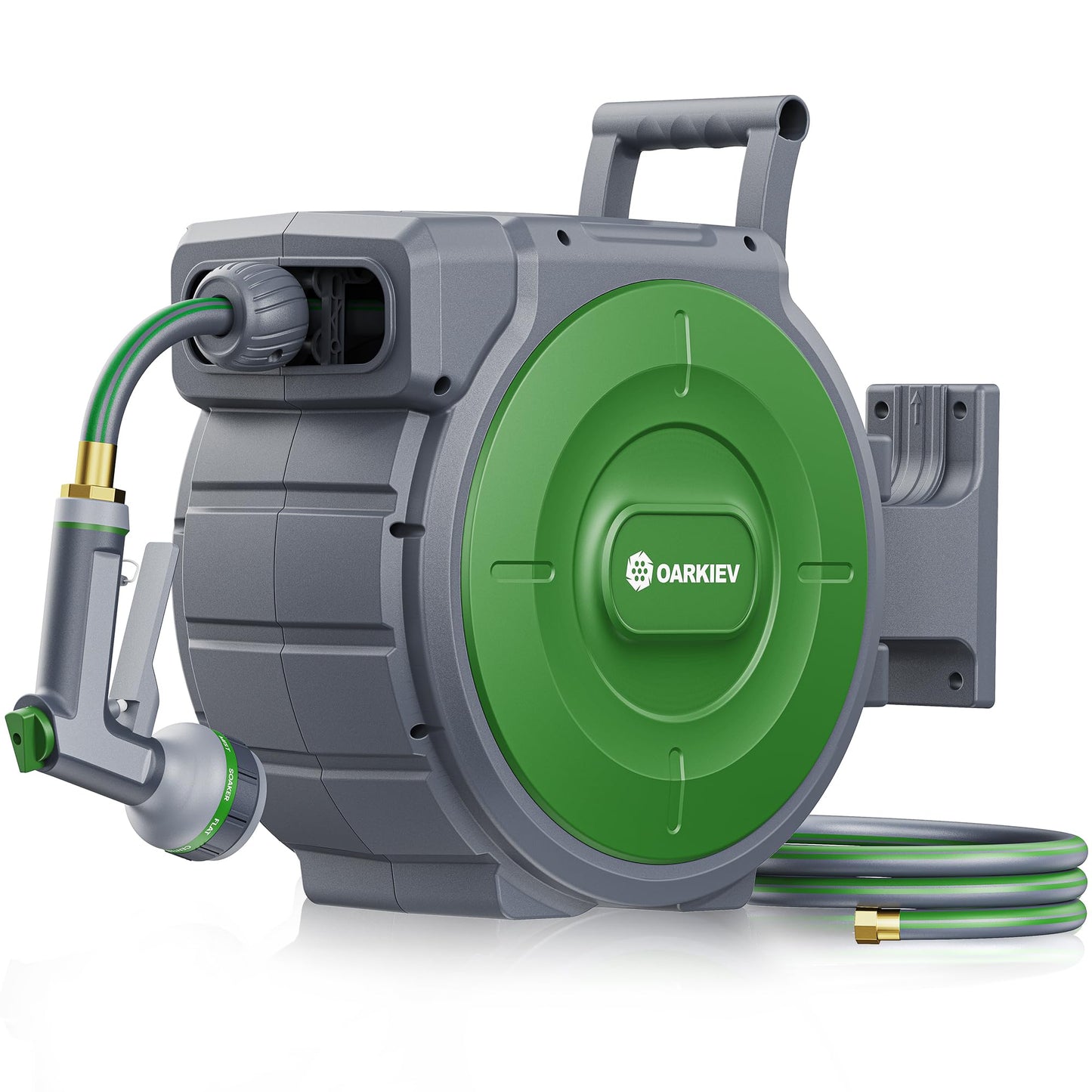 OARKIEV Garden Retractable Hose Reel, 1/2 Inch x 120 ft Wall Mounted Garden Hose Reel with Any Length Lock, Upgraded Slow Return System and 180°Swivel Bracket