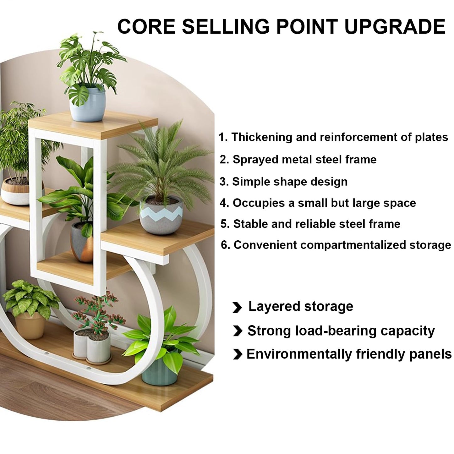 DJVHSRI 4-Tier Iron Flower Stand - Heart-Shaped Indoor Plant Display Rack Corner Storage for Garden Balcony and Courtyard - Stylish Metal Flower Pot Holder,5