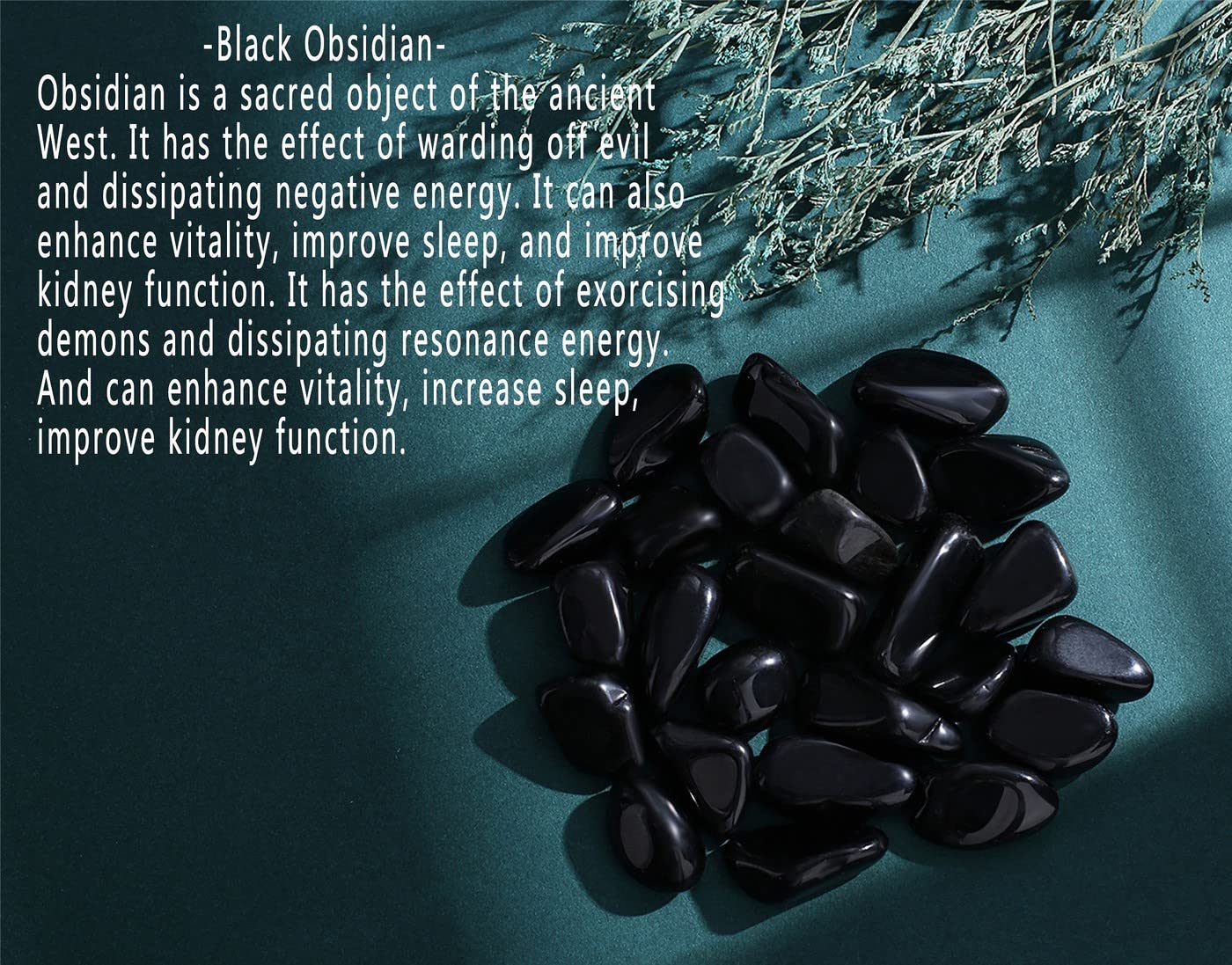 MAIBAOTA Black Obsidian Crystal Stones Natural Healing Crystals Bulk Polished Tumbled Crystals Stones Rocks Energy Balance Crystal Gemstones Vase Filler Decorative Reiki Witch Quartz Crystals