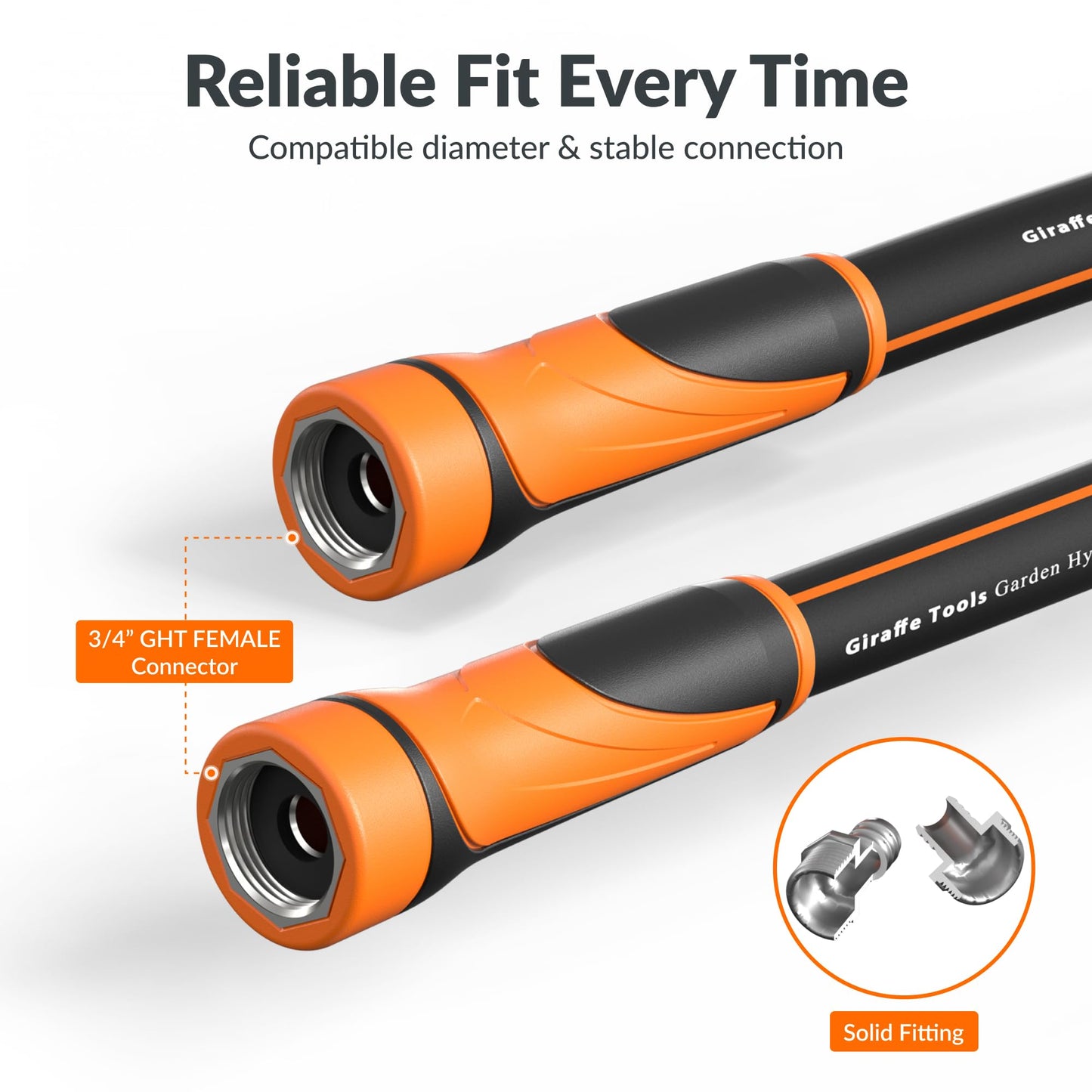 Giraffe Tools Garden Hose 5/8", Water Hose Heavy Duty, Flexible, Lightweight Hybrid Hose with Swivel Handle, 5ft Female to Female Fittings, Burst 600 PSI, Short Leader Hose