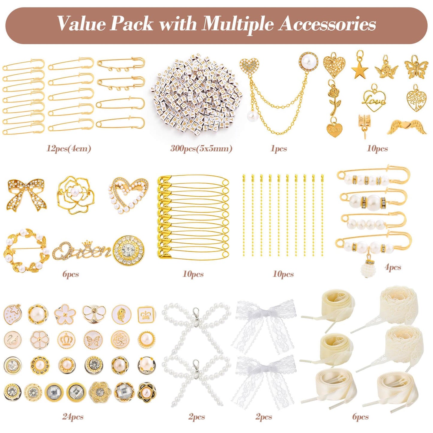 Tetutor 389 pcs Shoe Charms for Sneakers, Junk Socks Charms Kit, Pearl and Rhinestone Shoelace Charm with Brooches and Pins for Women, DIY Accessories for Decorating and Personalizing Socks
