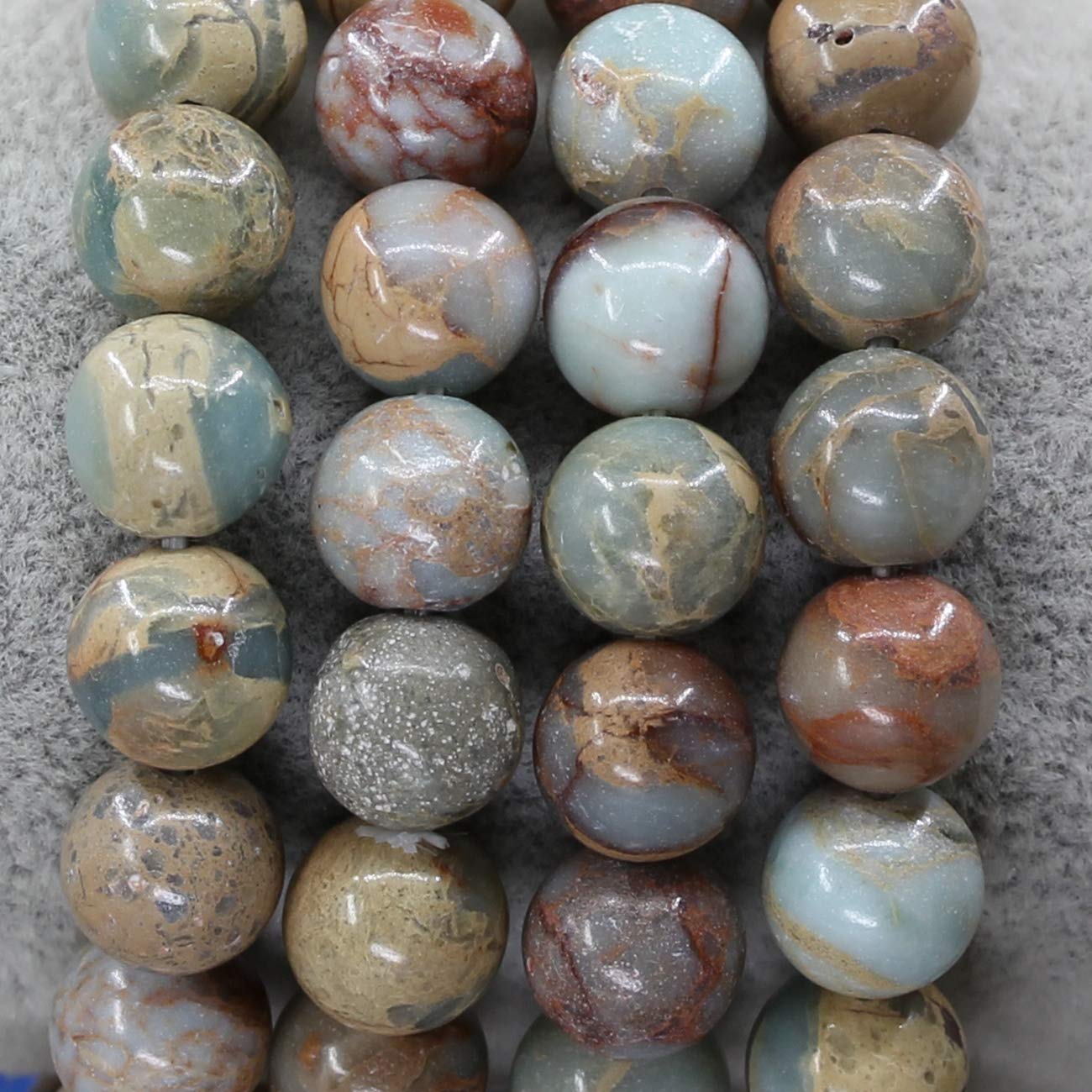 Keleny Multicolor Serpentine Crystal Man Women Stretch Bracelet 10mm Round Beads Rock Jasper 7 Inch