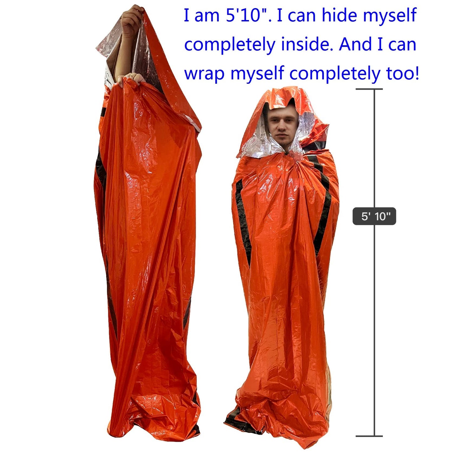 Leberna Emergency Sleeping Bag Survival Bag 2 Pack | Survival Bivy Sack | Portable Blanket Survival Gear Bivvy Thermal Sleeping Bag Camping