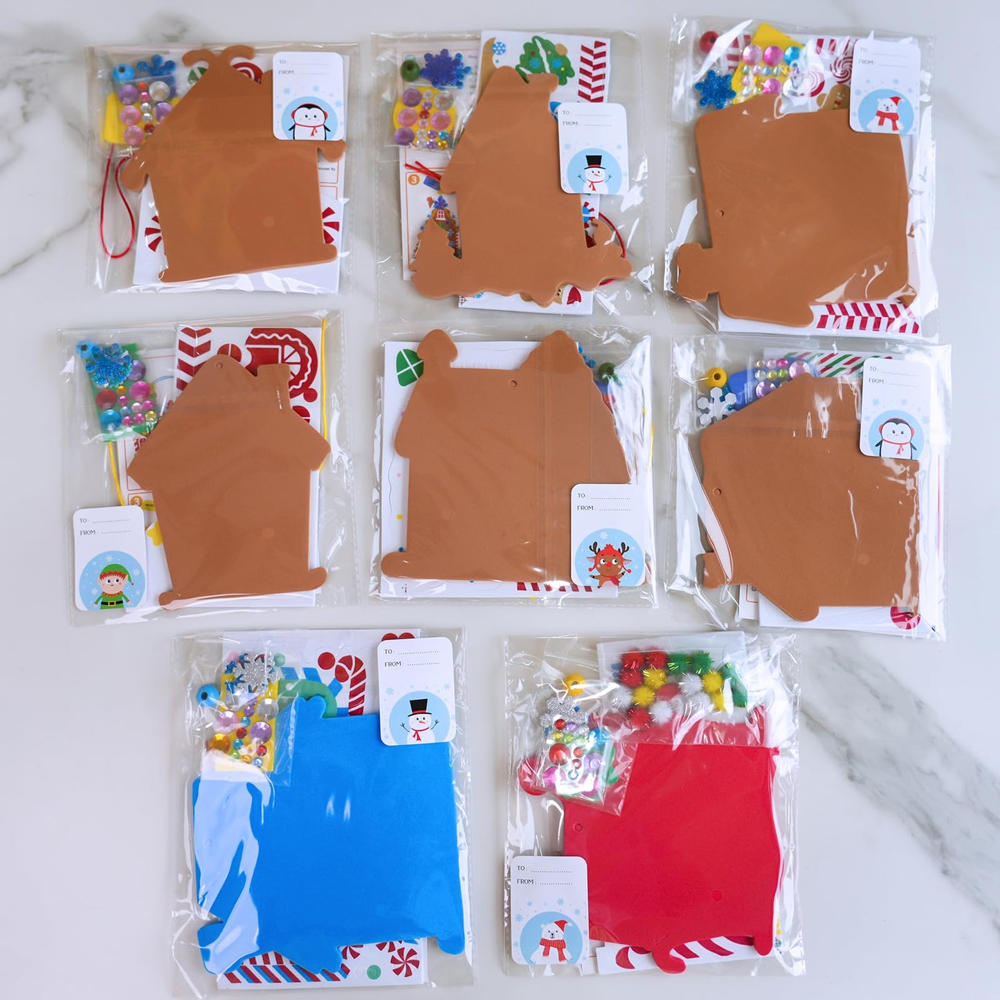 Winlyn 24 Sets Christmas Craft Kits Winter Crafts DIY Gingerbread House Ornaments Decorations Art Sets Festive Foam Stickers Holiday Arts and Crafts for Kids Home Classroom Activities Party Favors