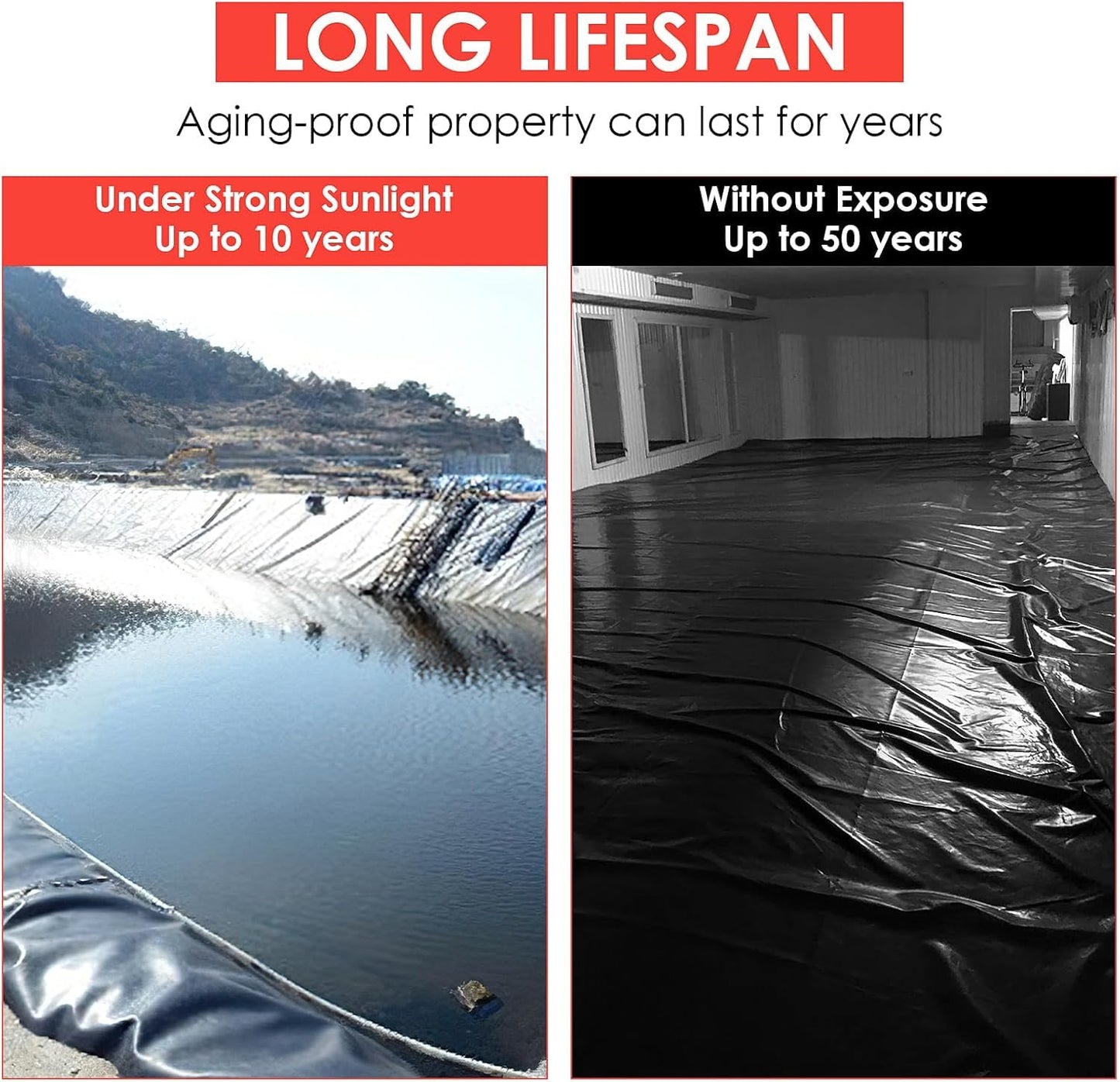 ExploreHorizon 10x15 Ft Pond Liner, 45 Mil EPDM Material,Flexible & Durable, UV Resistant & Easy to Cut for Koi Ponds, Waterfall Bases, Fountains & Water Gardens