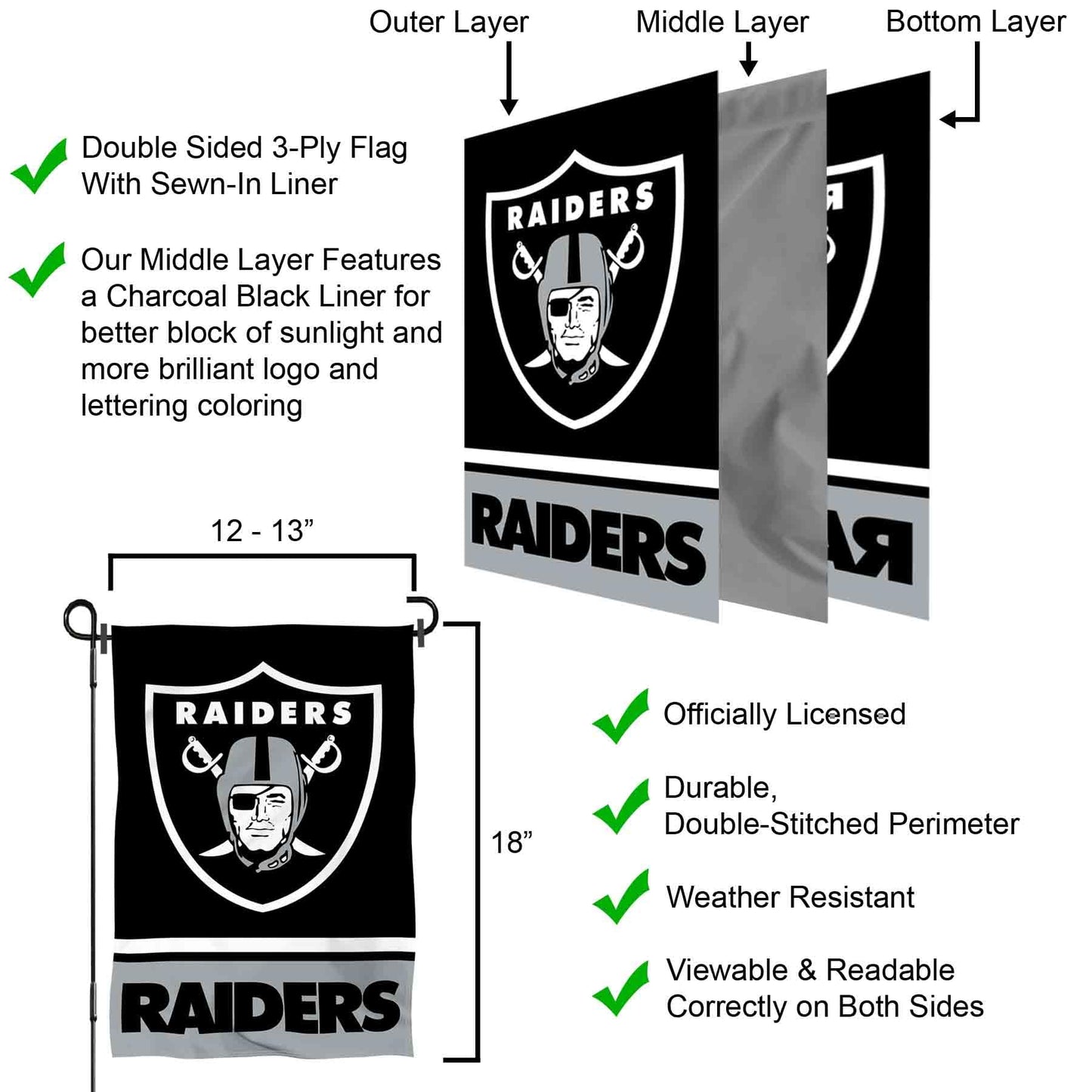 Las Vegas Raiders Garden Flag with Stand Holder