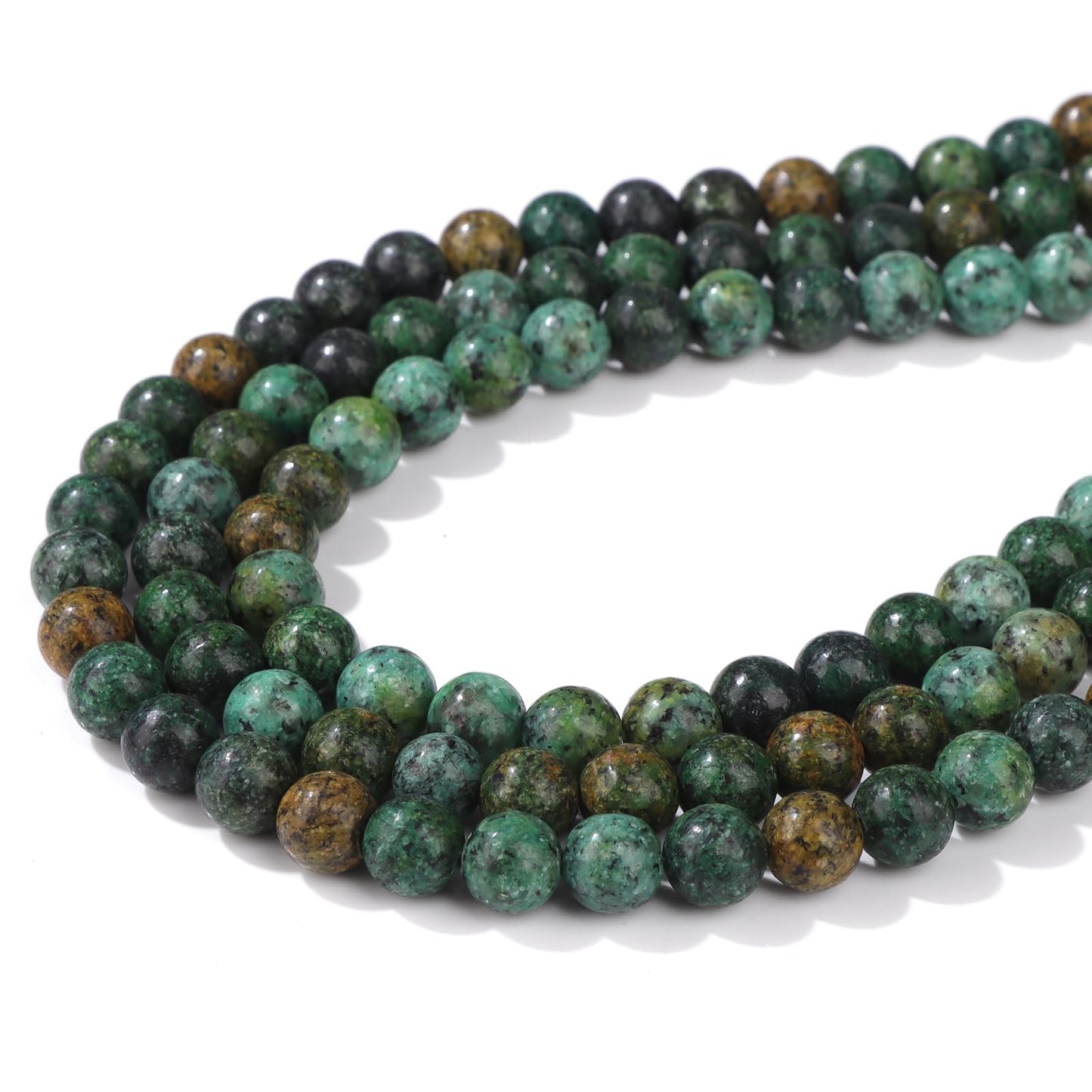 Risyfjew 50PCS 8mm Natural African Turquoise Beads Gemstone Round Loose Beads for Jewelry Making Chakra Crystal Stone Beads for Bracelets Necklace Earrings Making Supplies (50pcs/Strand)