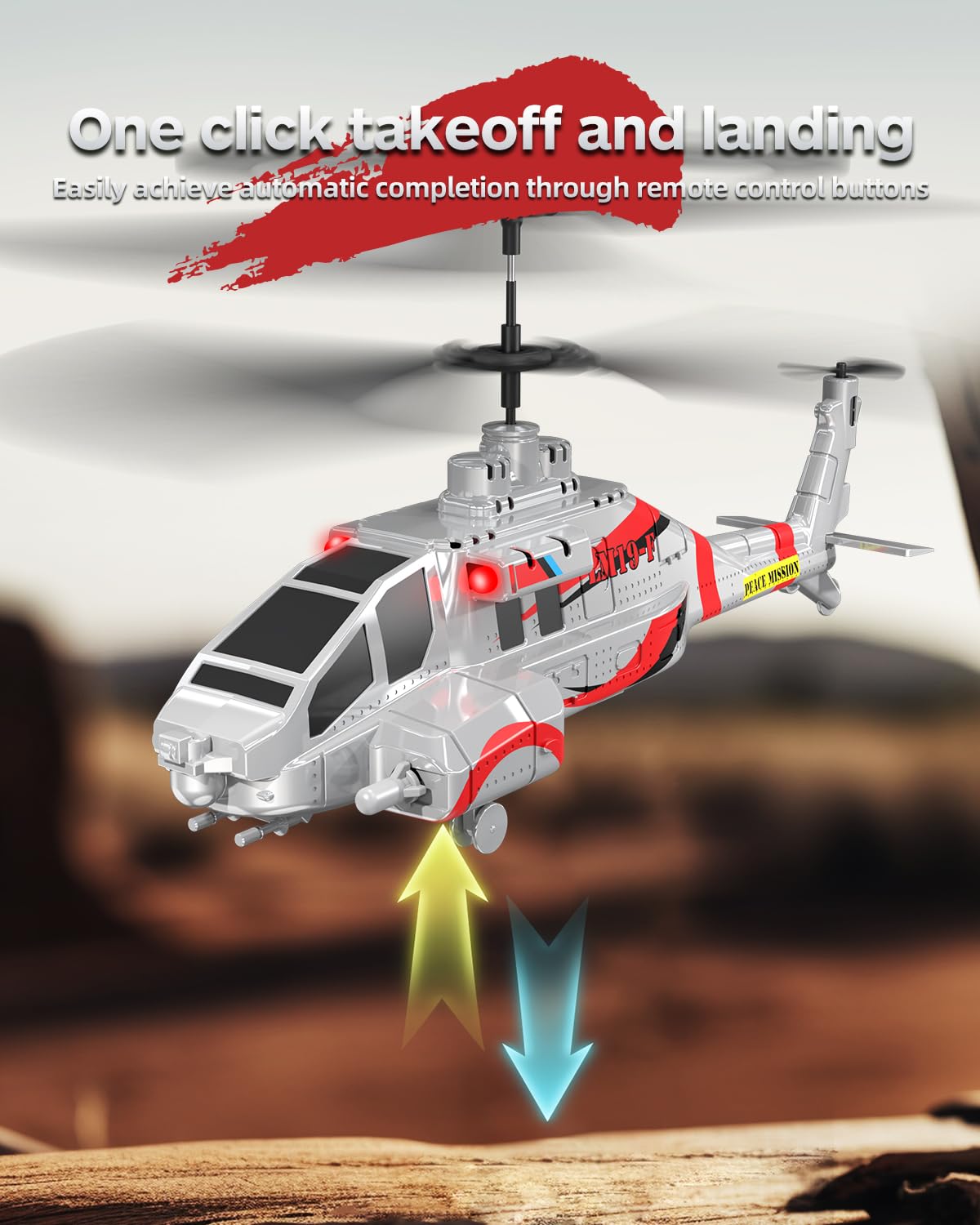 LMRC RC Helicopter with 10 Missiles, LM19-F 2.4GHz Remote Control Helicopter for Beginners and Adults, LED Lights, Altitude Hold, One-Key Take Off, Gifts for Military Fans (2 Batteries)