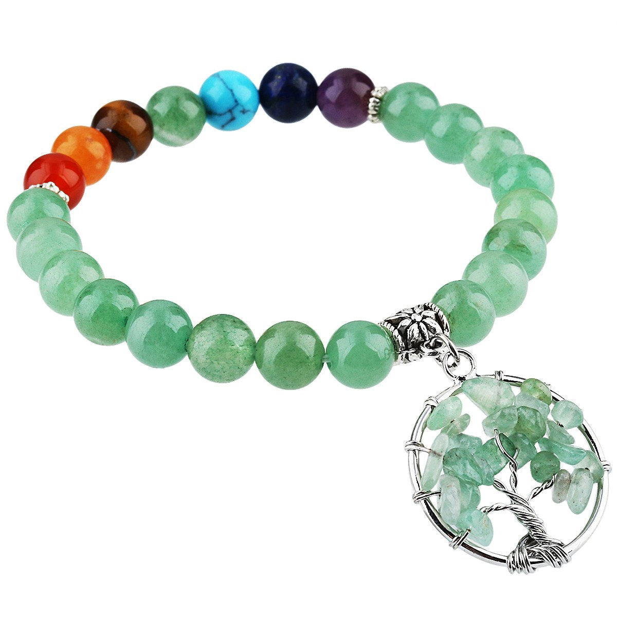 mookaitedecor Green Aventurine Healing Crystals Set, 7 Chakra Bracelet, Palm Stones, Pendulum, Pocket Guardian Angel, Pyramid Meditation Kits for Reiki,Balancing