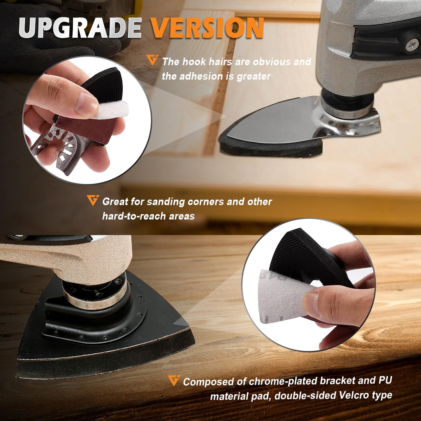 260pcs Oscillating Tool Sanding Pads Kit, 5pcs Triangle Sanding Pads and 5pcs Finger Sanding Pad, 250pcs Multitool Sandpaper Set, Multi Tool Sanding Attachment Fit for Finishing Wood