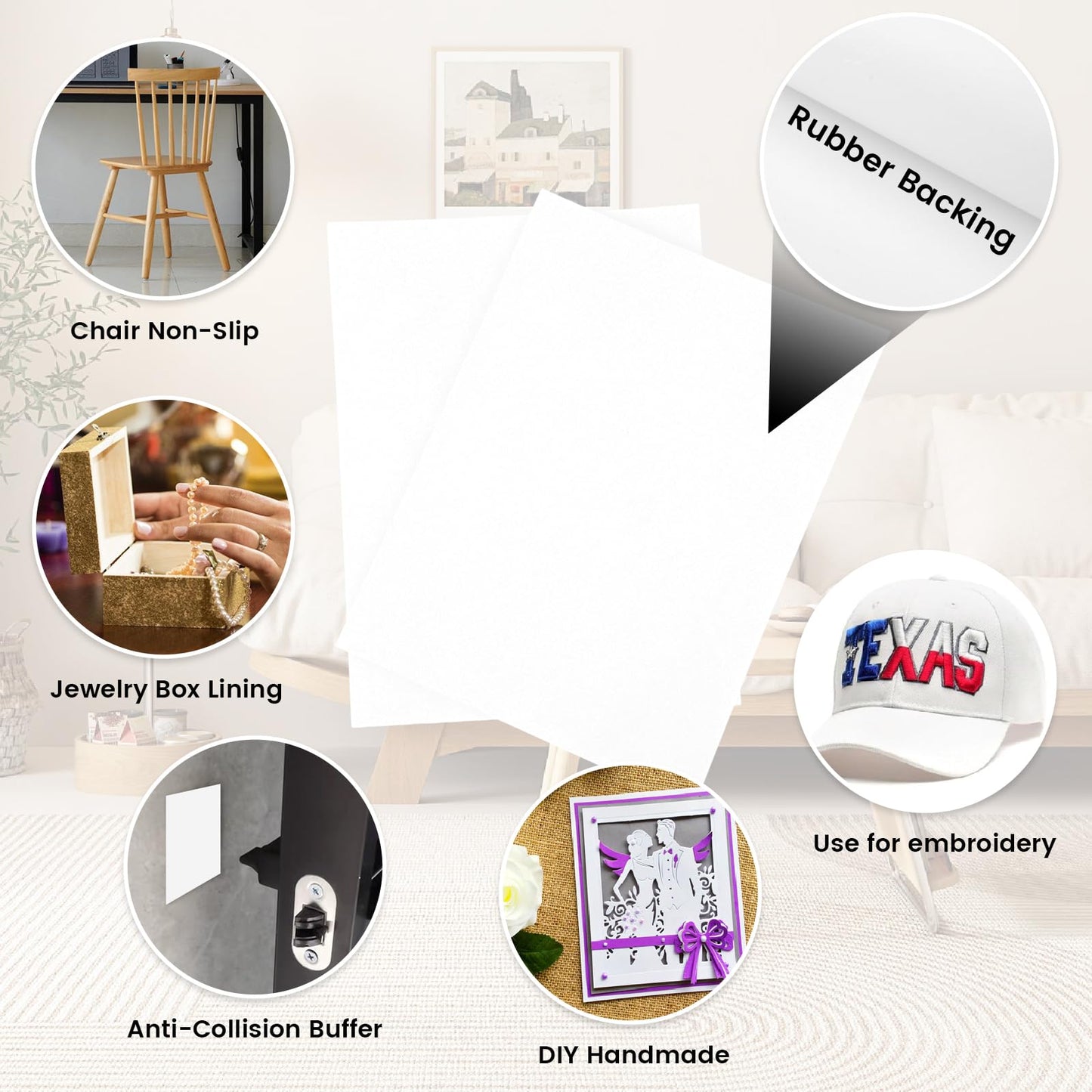 MEARCOOH 3mm Self Adhesive Foam Sheets Crafts, White 9x12 Inch Sticky Eva Foam Paper for Crafts Cardmaking Cushion Embroidery Classroom Stamp Crafts