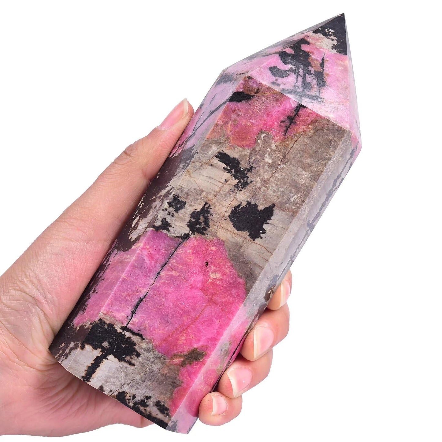 Rhodonite Stone Tower Obelisk Healing Crystal Stone Wand Natural Reiki Meditation Gifts 1.7-2.2 LBS