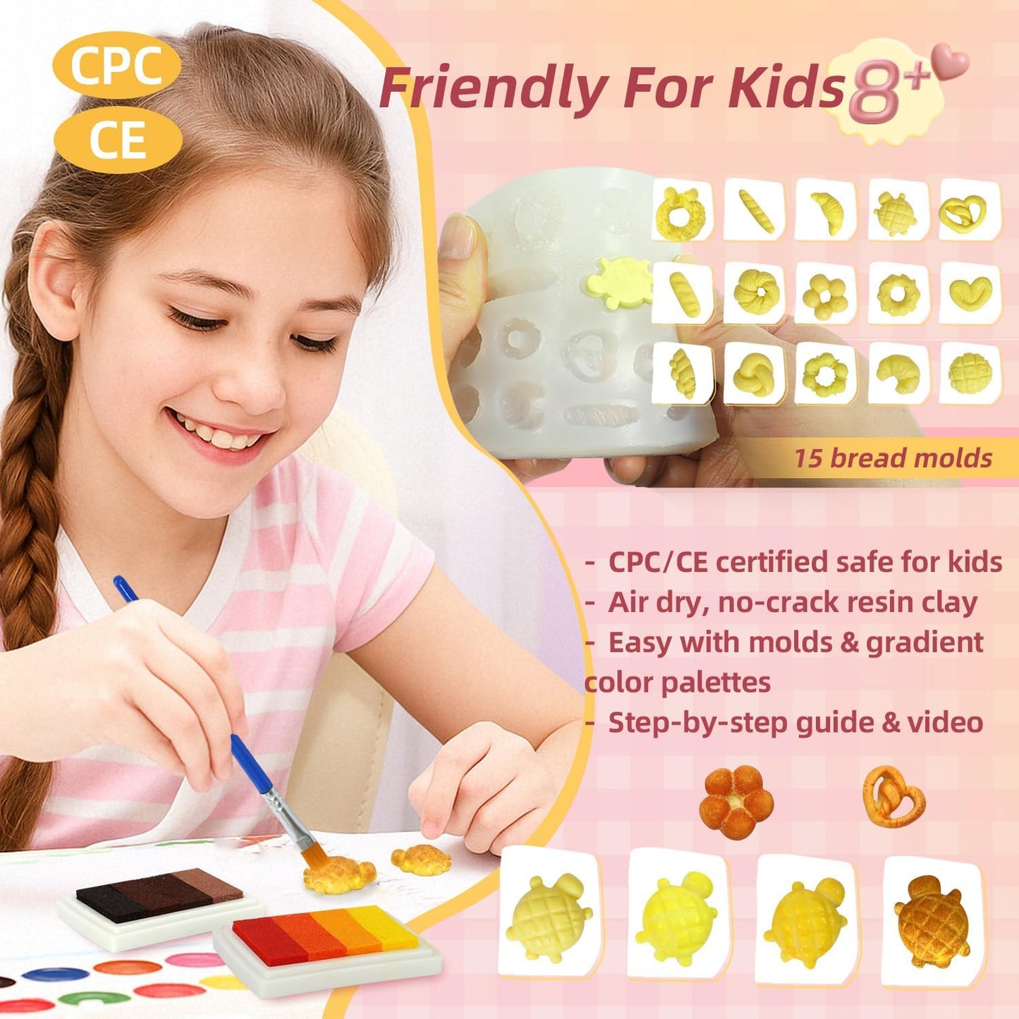 iLAND Girls Crafts Ages 8-12 Creative Craft Kits for Kids and Adults DIY Mini Bakery Miniature Food Toys Air Dry Clay for Kids Fun Family Game Night 9 10 11 Year Old Girl Gift Birthday Gift Ideas Cute