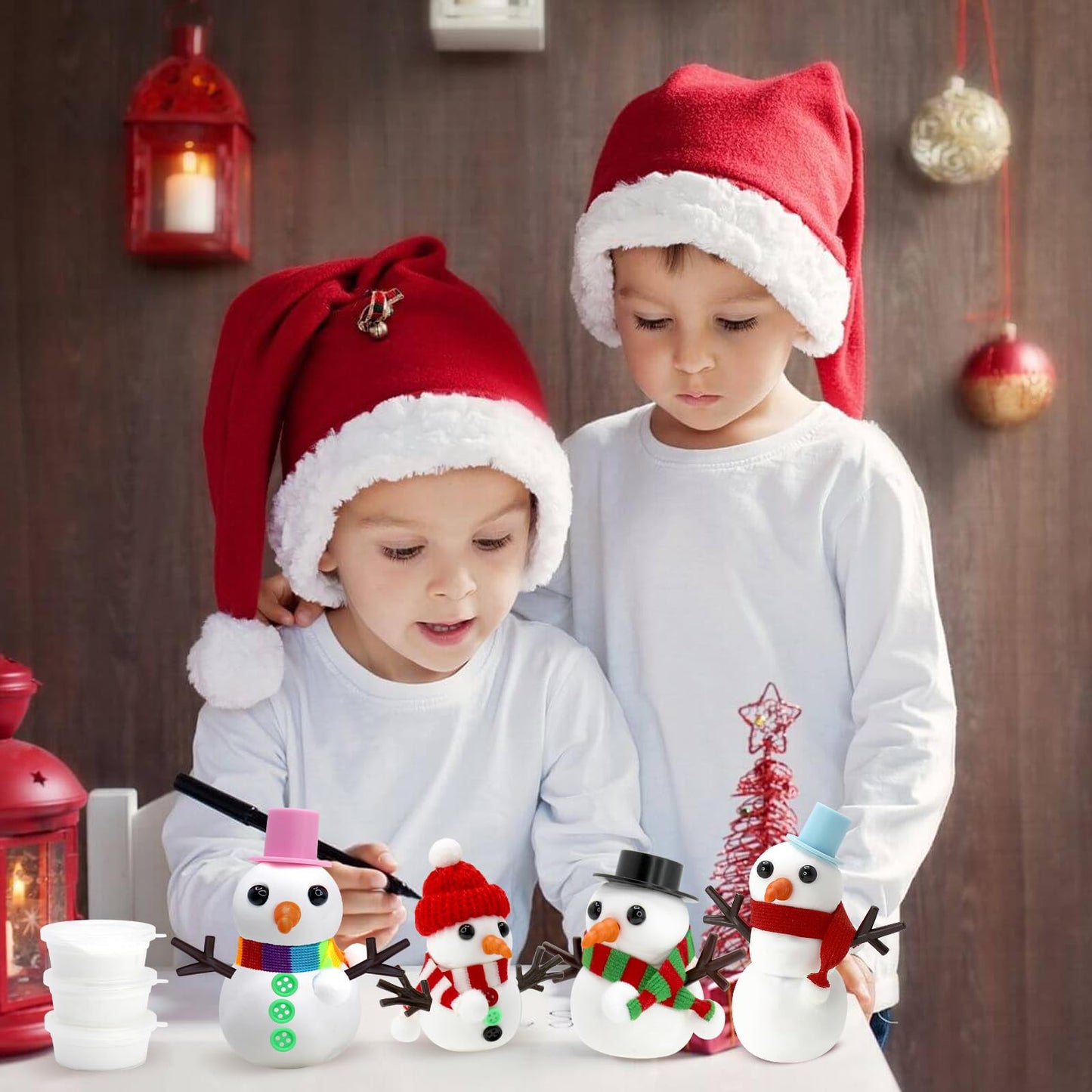Rtisaeu 12 Pack Christmas Snowman Crafts for Kids, Build a Snowman Kit Indoor Decorations, DIY Snowman Kit Christmas Stocking Stuffers Gift Snowman Making Kit Toys for Activities Party Supplies