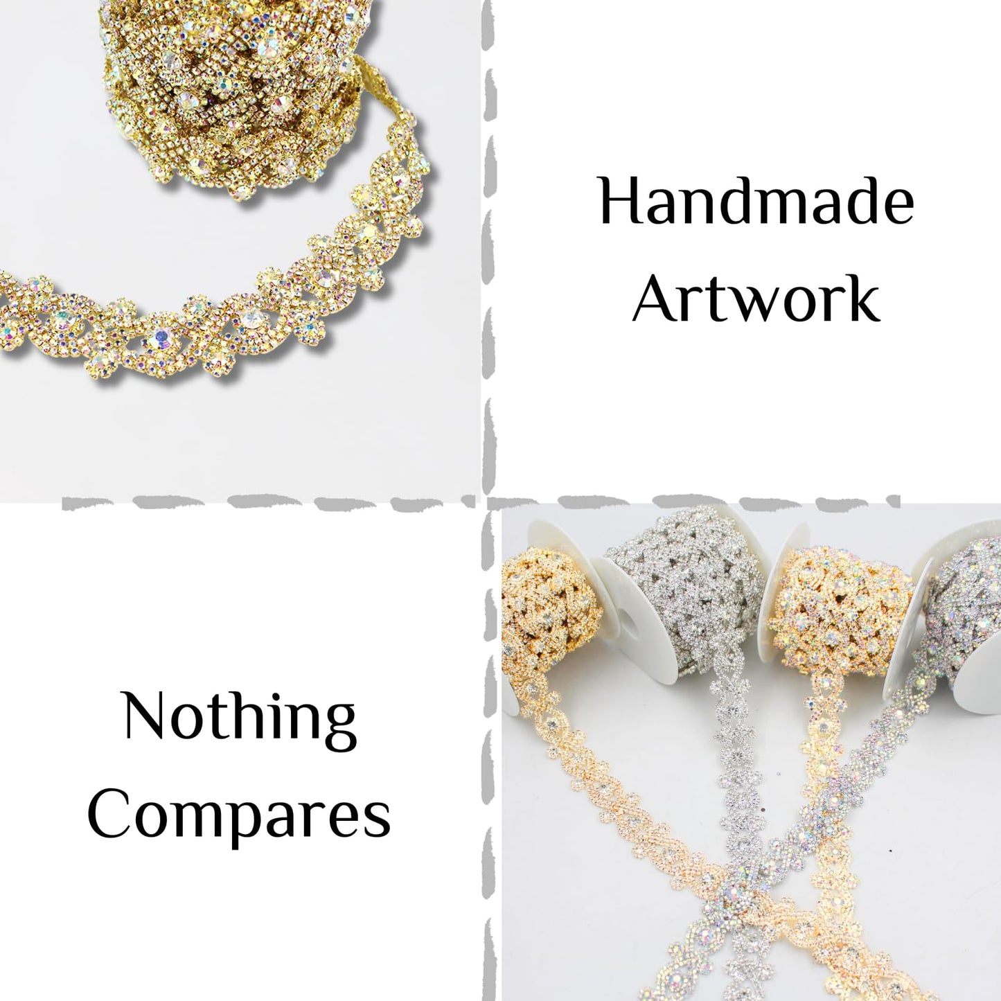 PEARLY JUN Rhinestone Chain Trim AB Gold Applique Embellishment Crystal Wedding Bridal Costume Sewing Bling Trim for Jewelry DIY Necklace Bags Parties