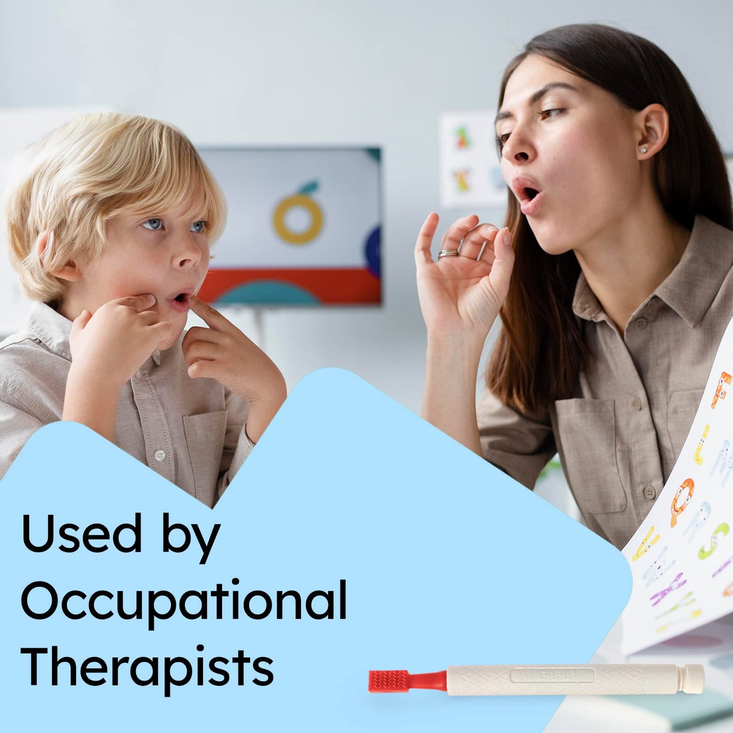 Gafly Therapens Oral Motor Therapy Tools Stimulate Speech and Feeding - Chewy Vibe Speech Therapy Toys Help Kids with Sensory Needs Chew & Relax - Oral Stimulator Kit Includes 4 Tips, Storage Pouch
