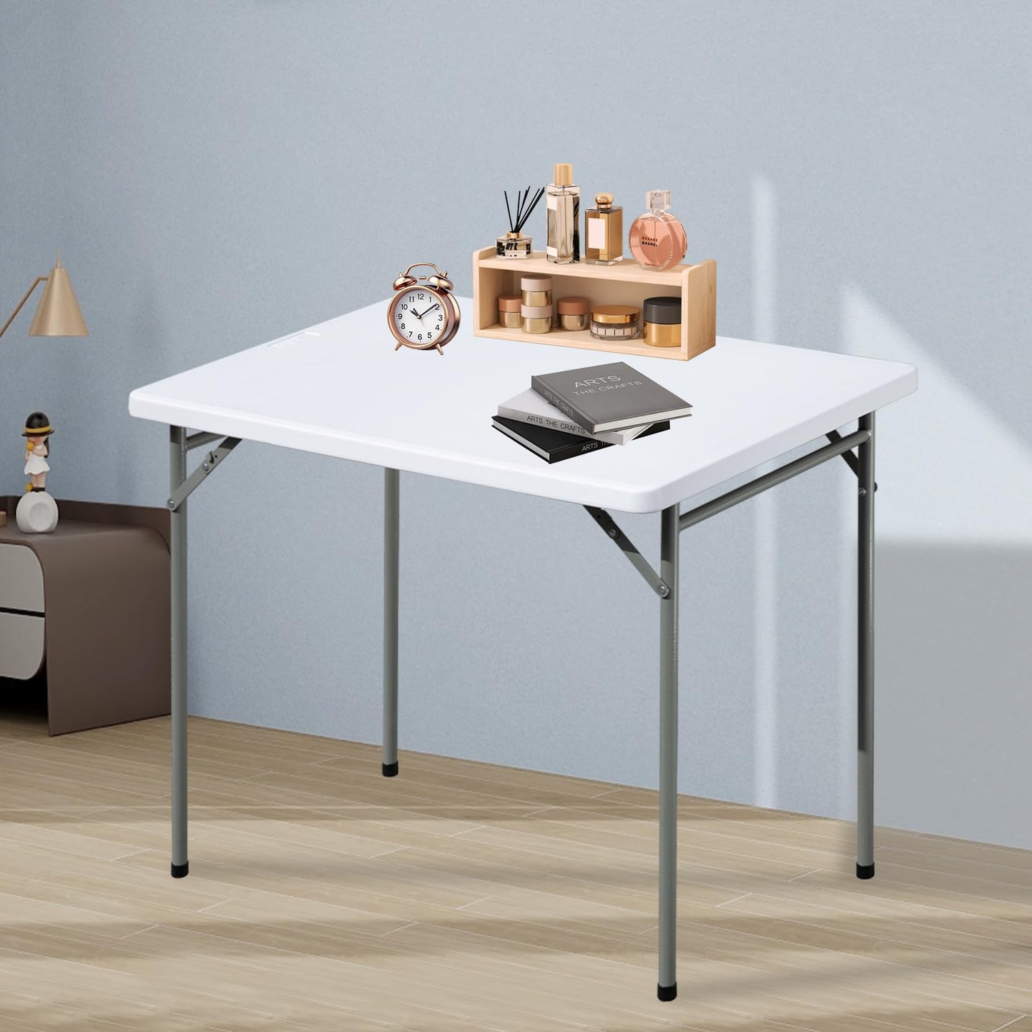 FROASISPRO Folding Table 3ft Rectangular All-Occasion Plastic Folding Event Table for Indoor and Outdoor, Portable Desk, Camping, Durable and Stable, HDPE and Steel, Wide Application, White