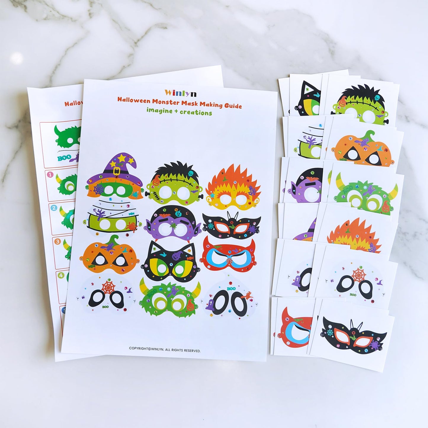 Winlyn 24 Sets Halloween Masks Craft Kits Halloween Face Masks DIY Foam Halloween Party Mask Art Sets Ghost Monster Mummy Face Stickers for Kids Classroom Activities Party Favors Treats