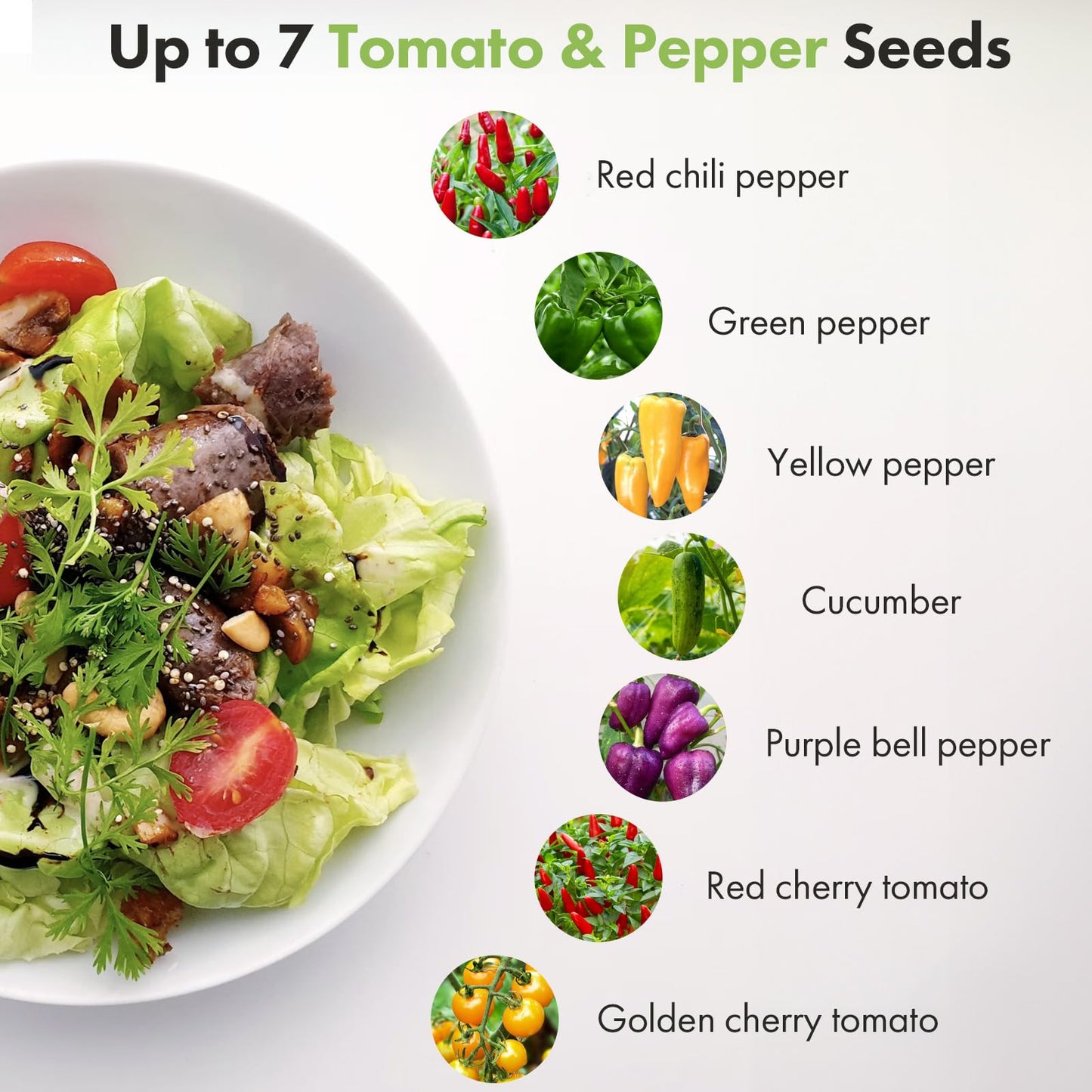 LYKOCLEAN 12 Pods Cherry Tomato Seed Pod Kit for AeroGarden, idoo, Ahopegarden Hydroponic Growing System Indoor Include Red Chili/Purple Bell/Green/Yellow Pepper, Golden/Red Cherry Tomato, 400+ Seeds