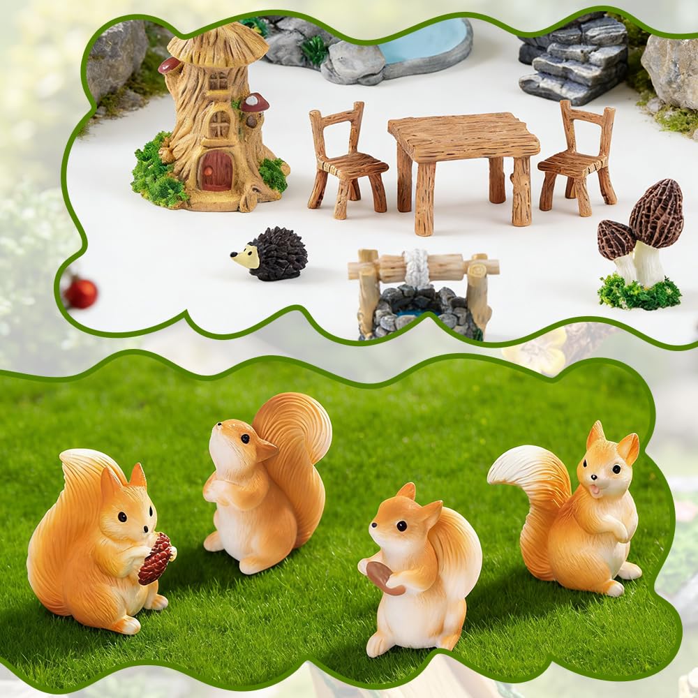 AWEELON 28pcs Fairy Garden Accessories, Miniature Garden Ornaments Landscape Decorations Mini Fairy Figures Animal Plant for DIY Terrarium Potted Plants Dollhouse Desk Decor