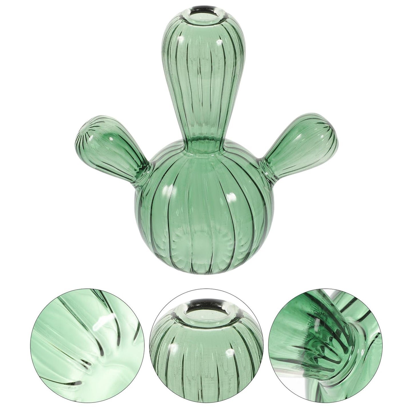 Holibanna Glass Cactus Vase Hydroponic Plant Container Small Green Glass Terrarium Decorative Vase for Succulent Display Desktop Home Décor