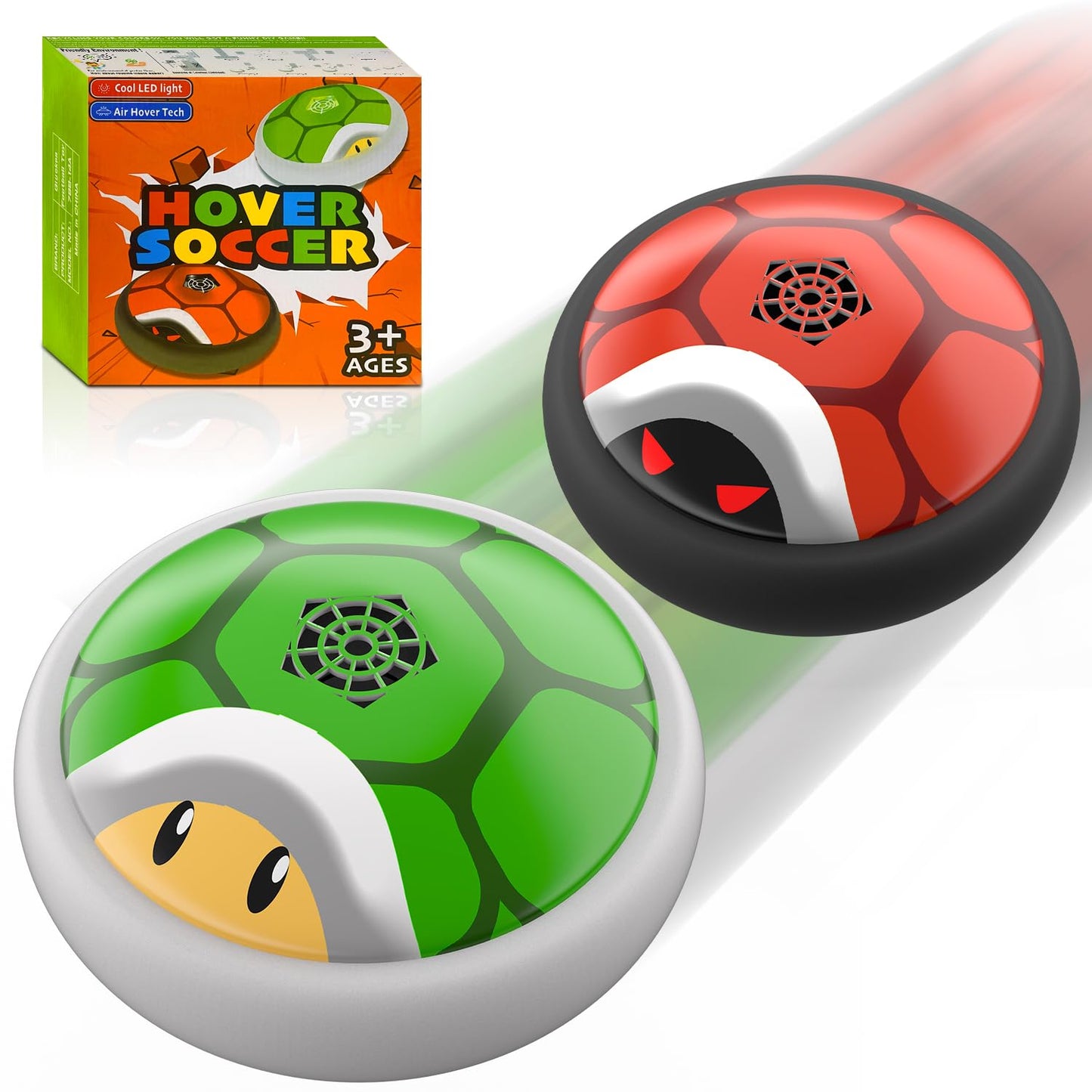 Glückpa 2 Pack Hover Soccer Ball, LED Light Up Air Floating Soccer, Soft Foam Bumpers, Indoor Soccer Toys Games for Boys Age 3-12, Kids Christmas Birthday Gifts