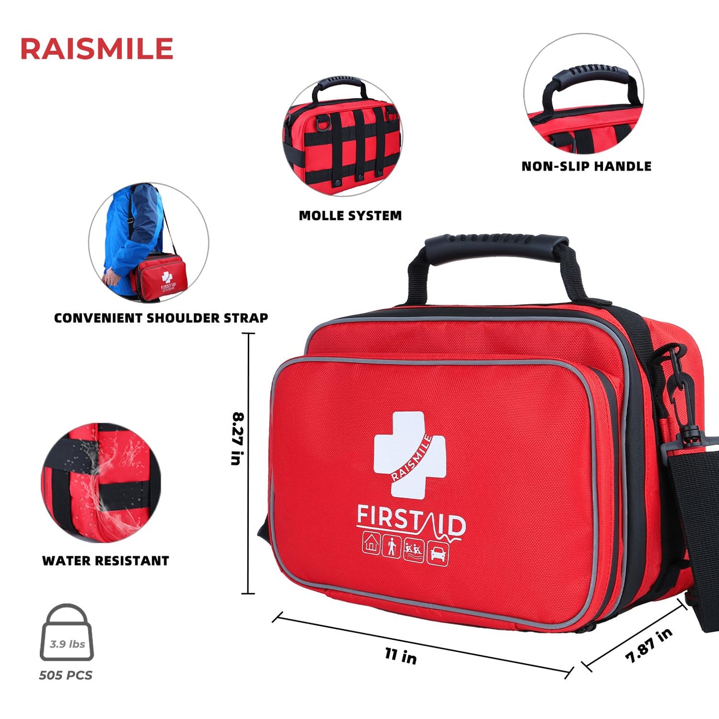 All-in-One Premium 505 Piece Emergency First Aid Kit, Large Medical Kit for Home, Car, Camping, Travel, Hiking, Sports & Outdoor