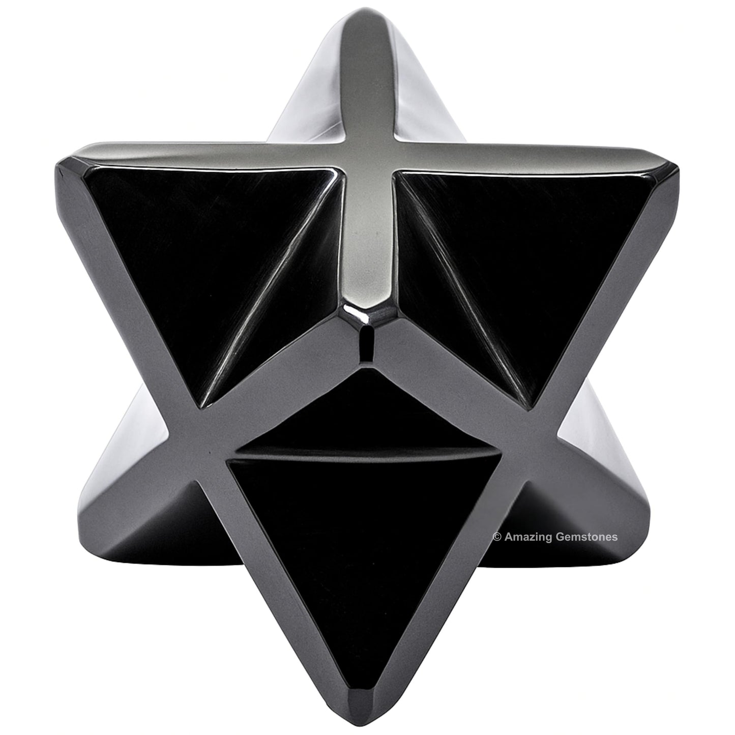 Amazing Gemstone Black Obsidian Merkaba Crystal - 1.5 Inches Metaphysical Merkaba Star for Meditation - Energetic Tetrahedron Crystal and Healing Stones for Spiritual Growth and Healing (35-40mm)