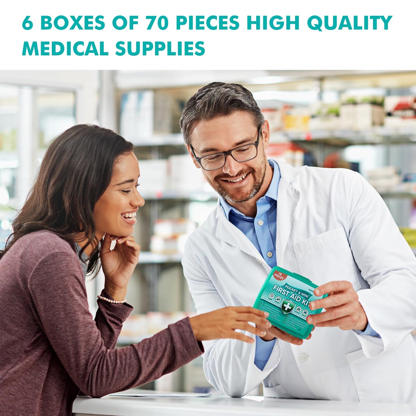 General Medi 420 Piece First Aid Kit, 6 Individual Boxes of 70 Items Each - Contains Premium Medical Supplies for Travel, Home, Office, Vehicle, Camping, Workplace & Outdoor (420 pcs, 6 Pack)