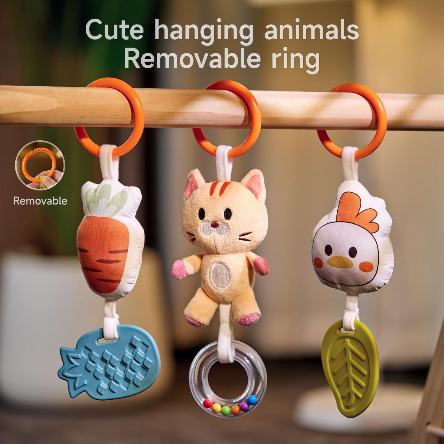 TUMAMA Spiral Car Seat Toys Baby Toys for 0 3 6 9 12 Months, Infant Stroller Toy Newborn Hanging Toys with Rattle, Teether