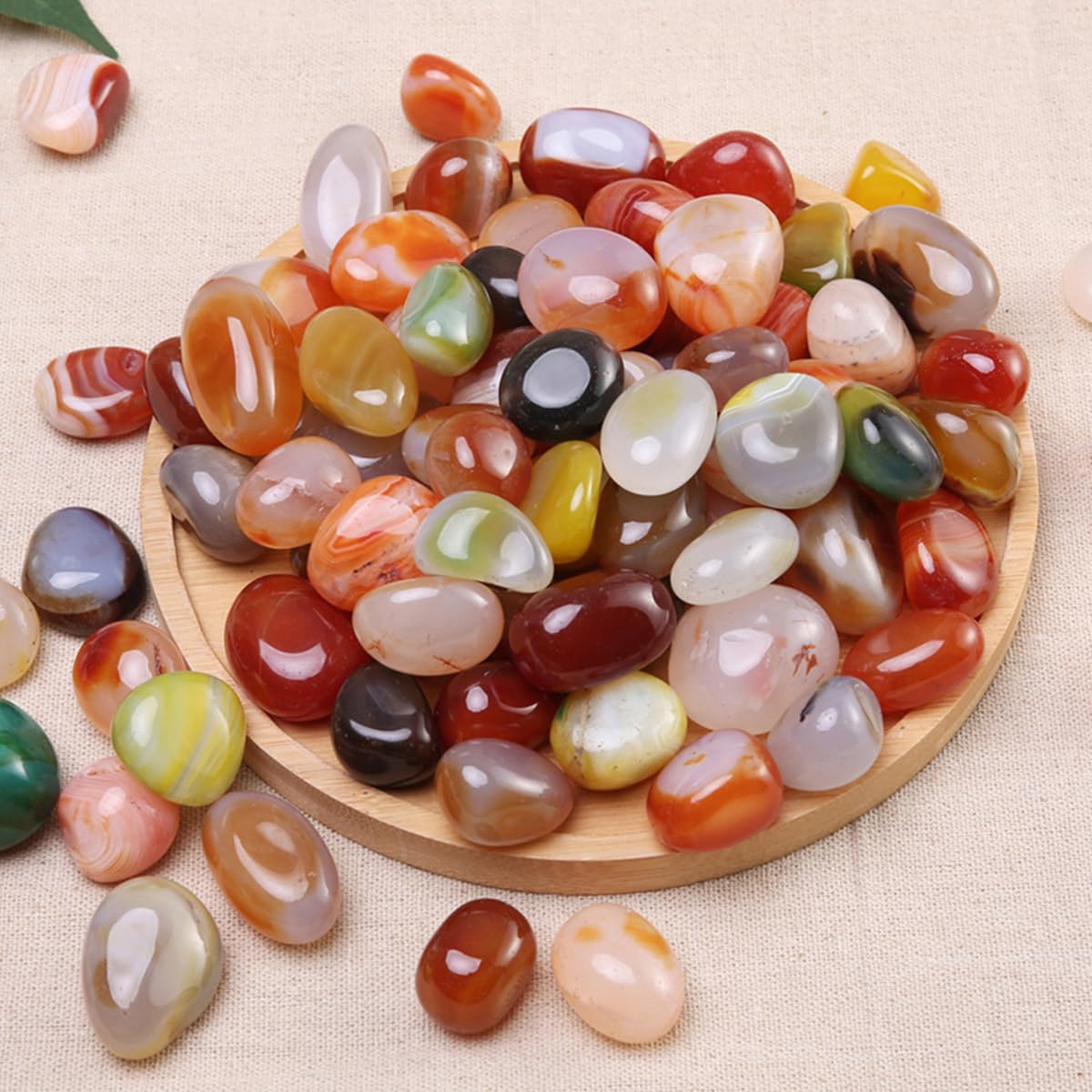 100 Pcs Mixed Agate Stone Tumbled Stones, Natural Bulk Assorted Tumbled Polished Stones Healing Crystal Set, Succulents Bedding, Vase Filler, Landscape Bottom Decoration - Stone Size About 10MM-15 MM