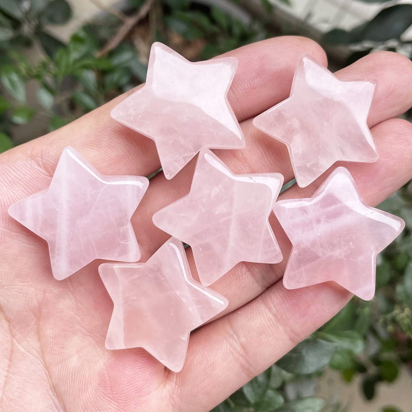 Fekuar Rose Quartz Crystal Star Chakra Stones for Reiki Healing Yoga Balance Meditation Polished Mini Pocket Palm Stone 1 Inch (30mm)