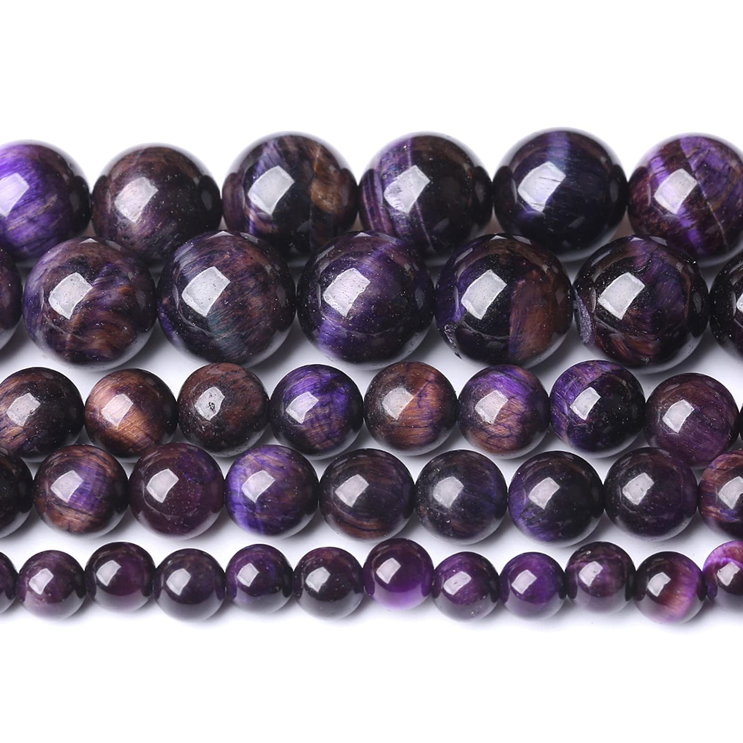 Natural Purple Tiger Eye Beads Round Loose Stone Beads Energy Gemstone Healing Power for Jewelry Making 1 Strand 6mm 60pcs